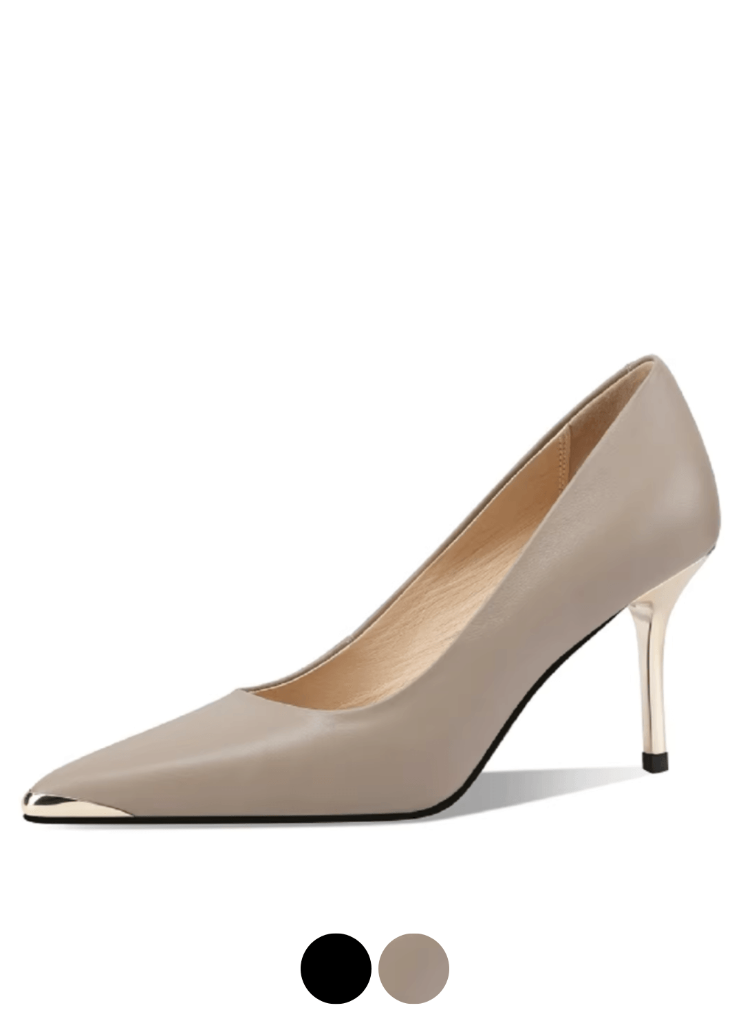 Blade Pump | Leather Gold Stiletto Cap-Toe - Luxuryurbanwear