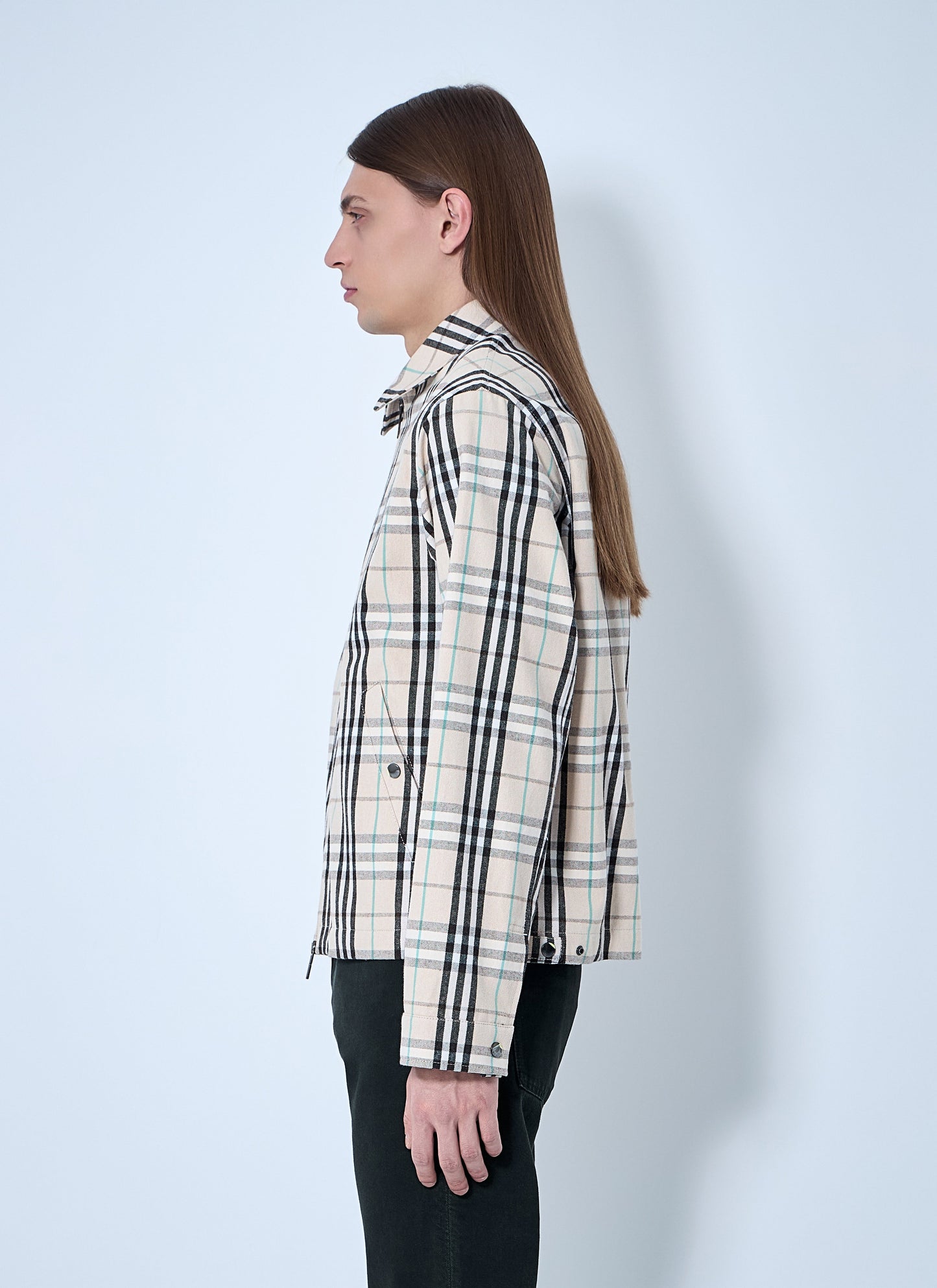 Burberry Men Check Cotton Harrington Jacket
