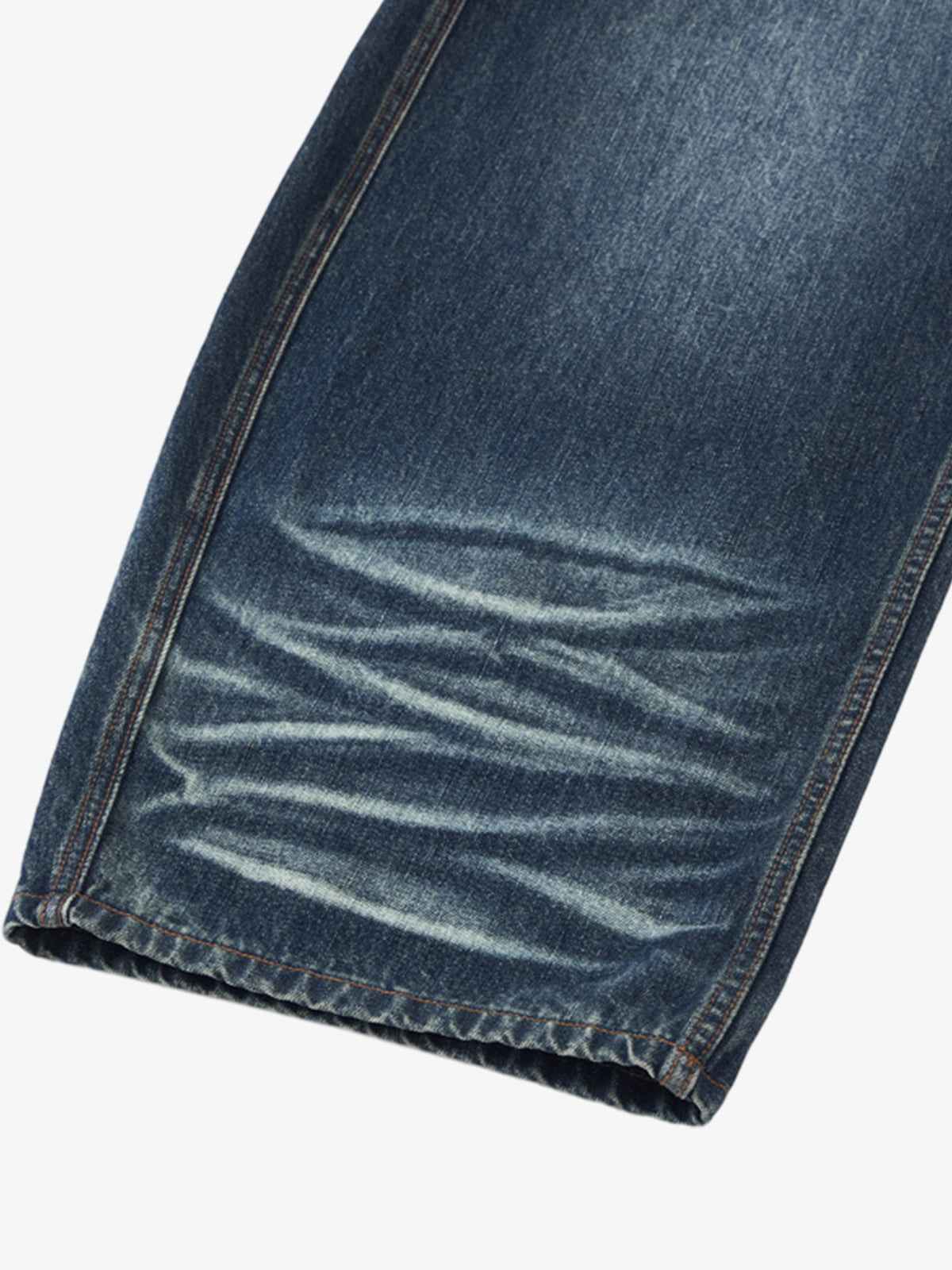 Distressed Whiskered Barrel Jeans