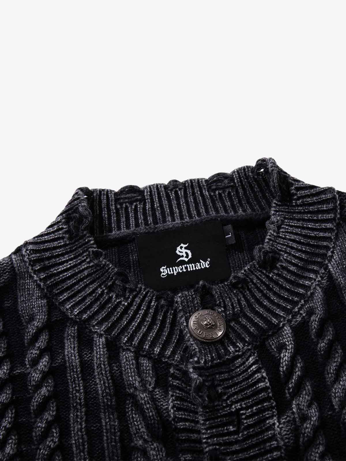 Textured Cable Knit Button Up Cardigan Jacket