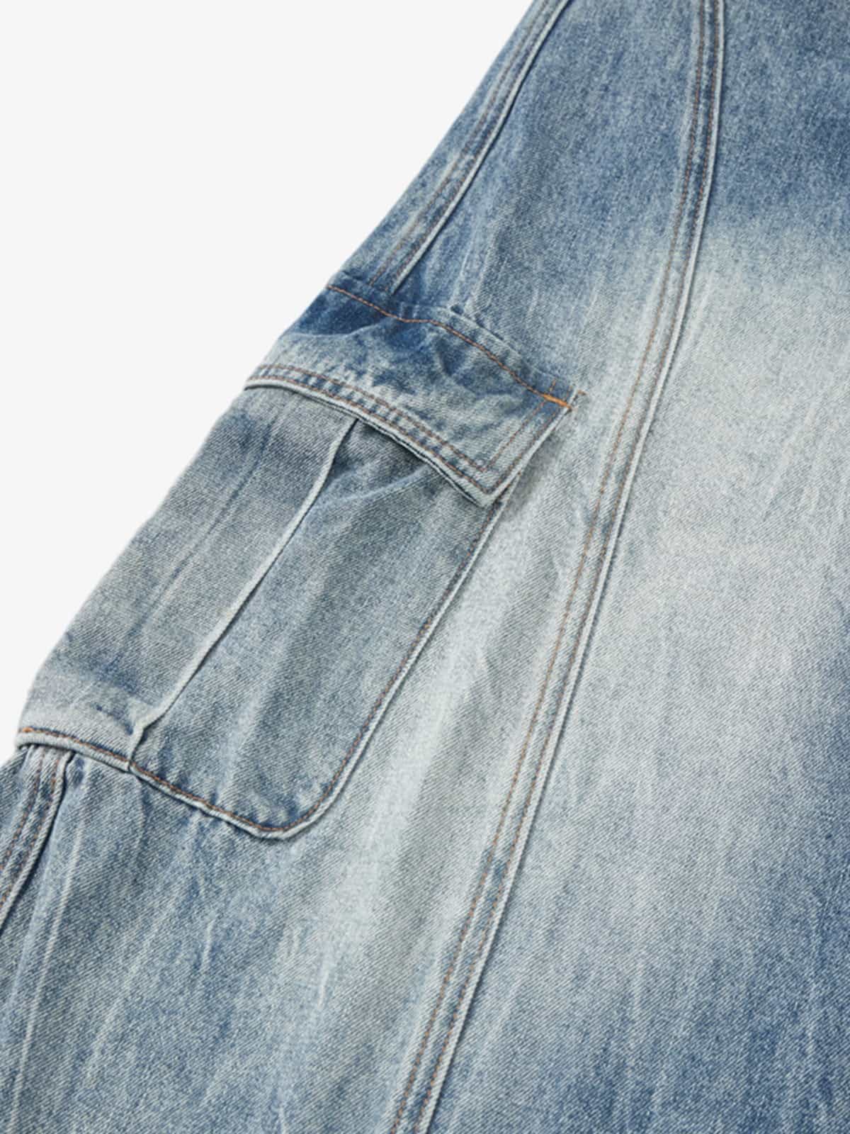 Vintage Cargo Pocket Washed Barrel Jeans - Luxuryurbanwear