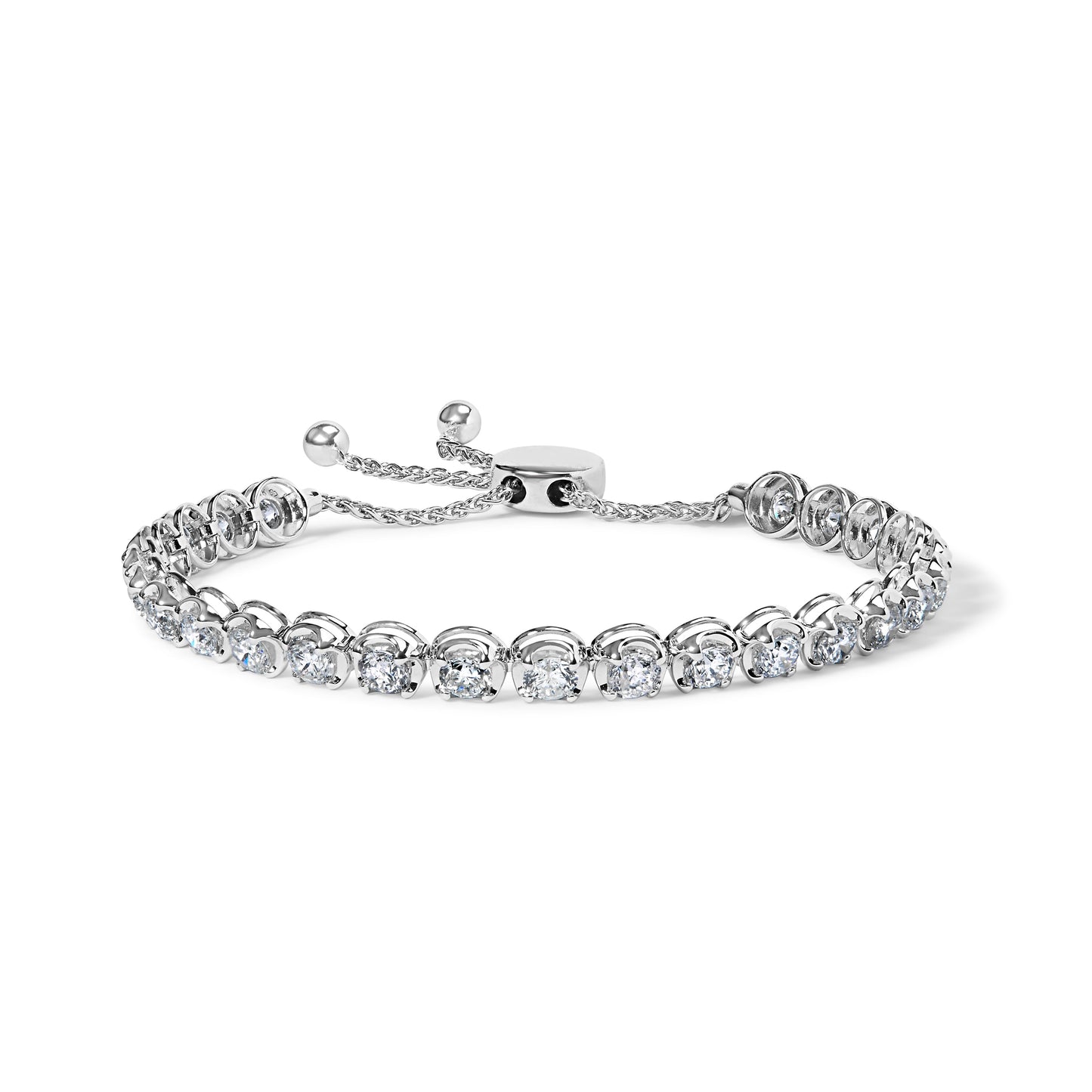 14K White Gold 6.00 Cttw Diamond 4â€-10†Adjustable Bolo Tennis Bracelet (I-J Color, I1-I2 Clarity)