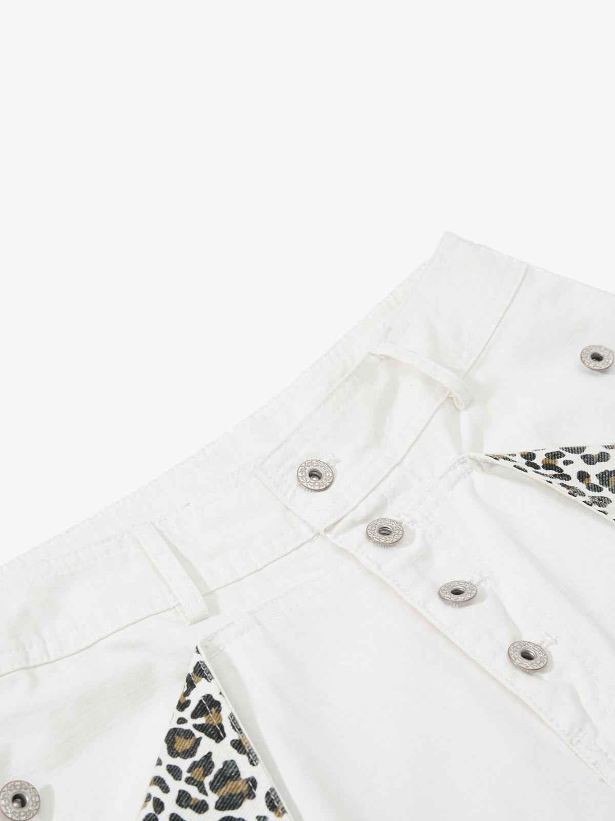 Vintage Patchwork Leopard Pocket Wide Leg Cargo Pants
