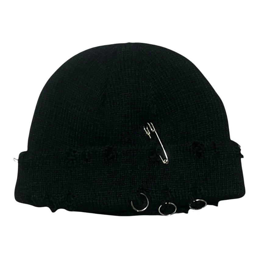 THE SYNDICATE Beanie Distressed Raw Edge Knit