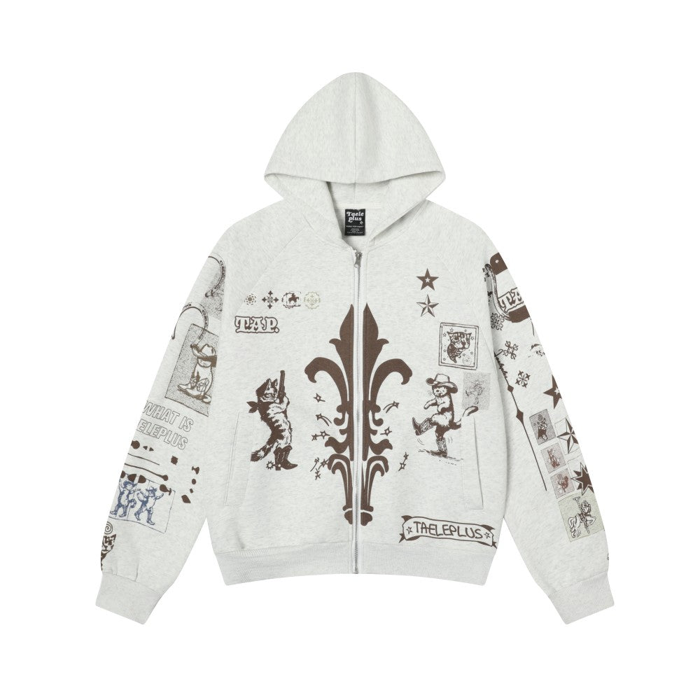Hand-drawn | Graffiti Zip-Up Hoodie - Luxuryurbanwear