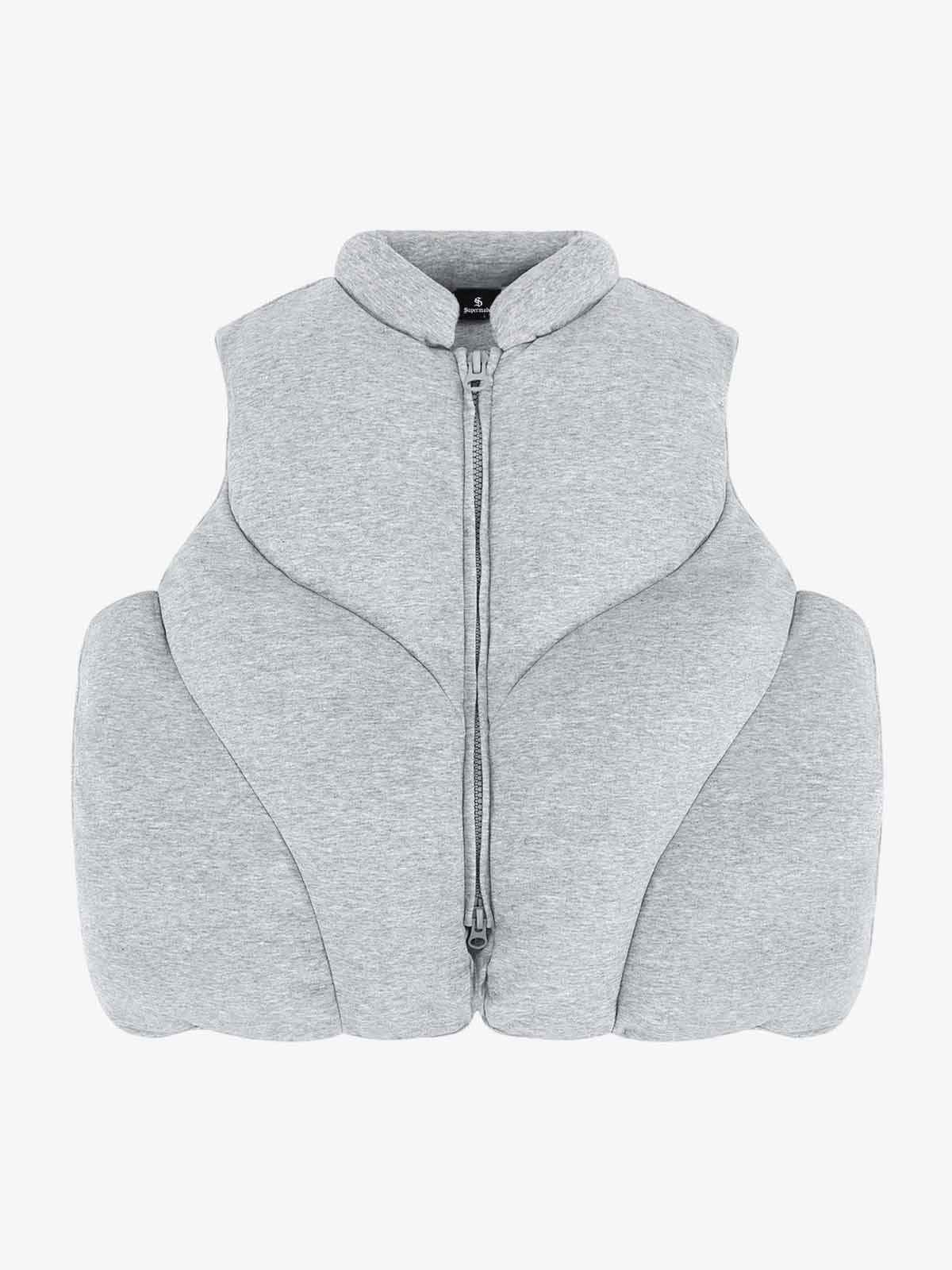 3D Bubble Curve Padded Zip Vest
