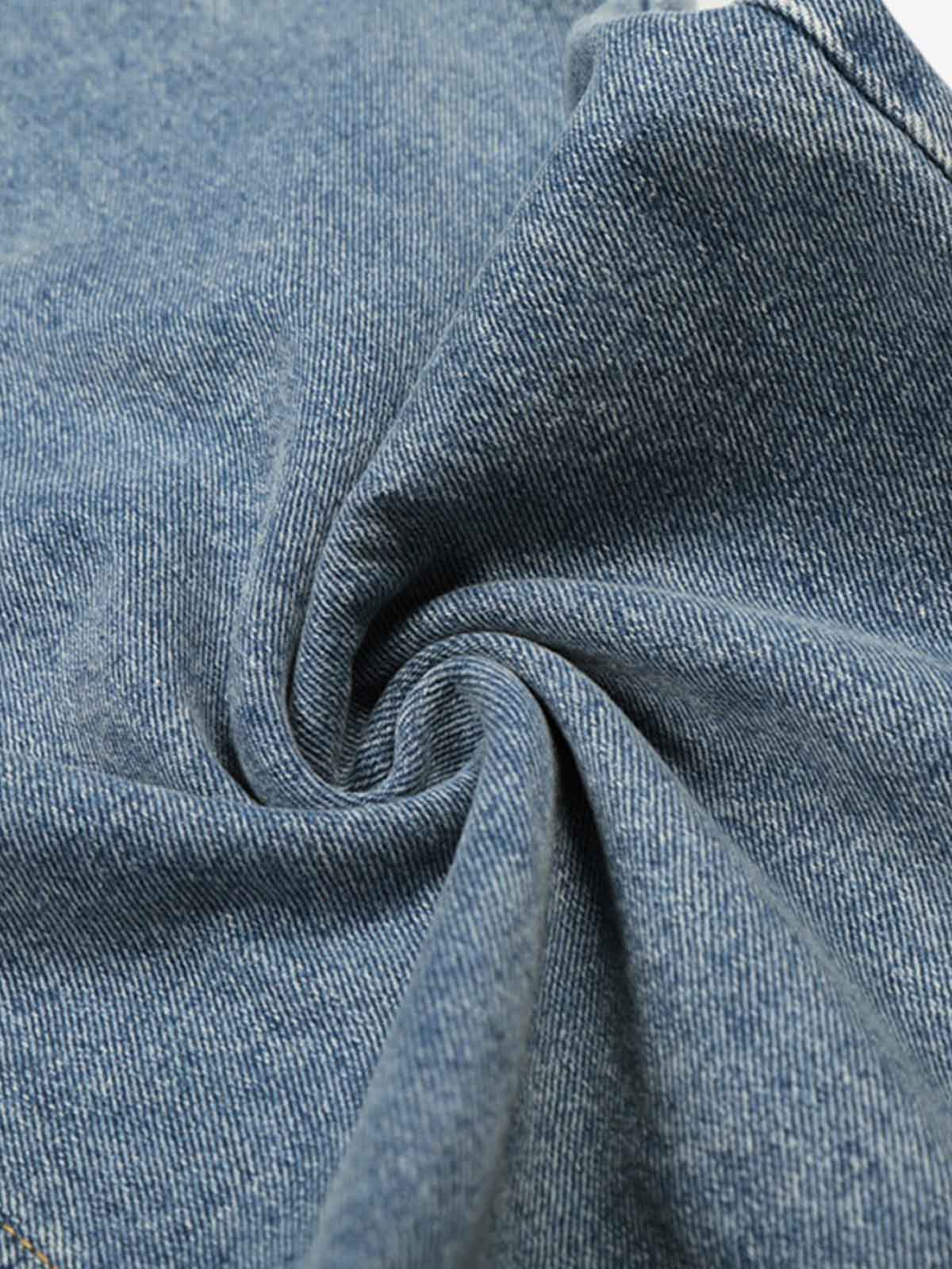 Asymmetric Layered Waist Wide Leg Denim Jeans - Luxuryurbanwear