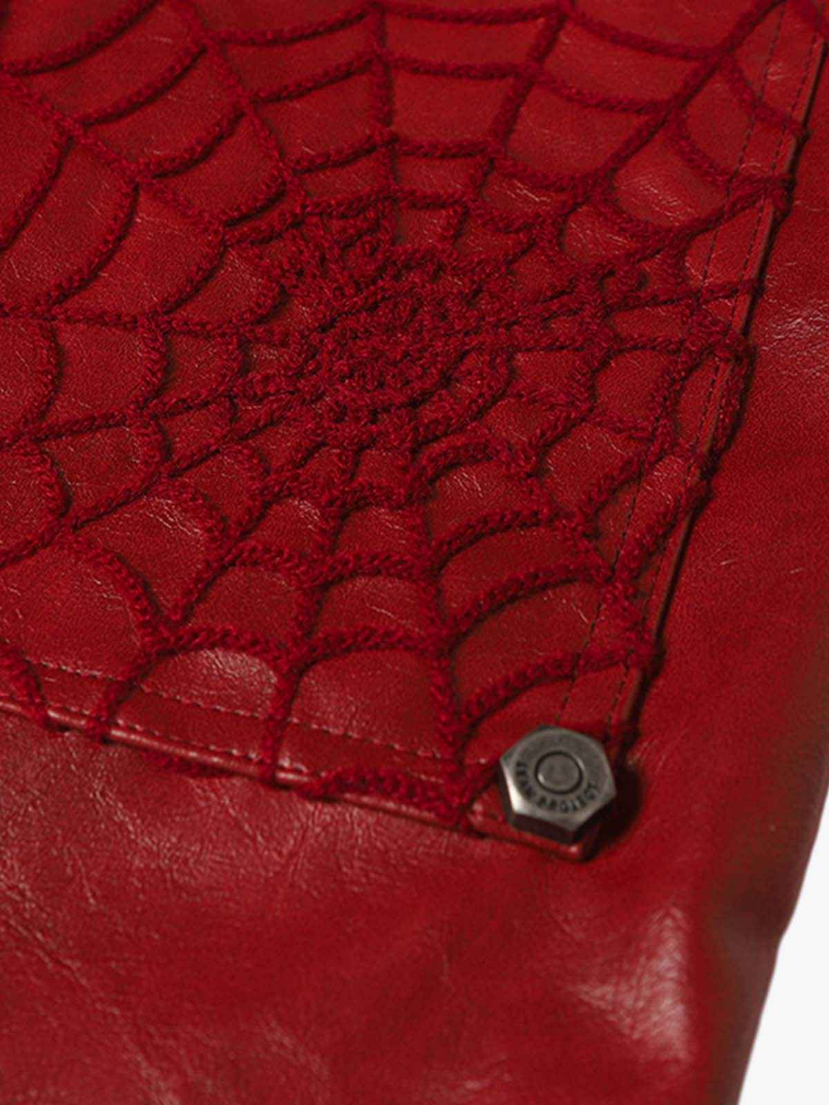 Spider Web Embossed Faux Leather Wide Leg Pants