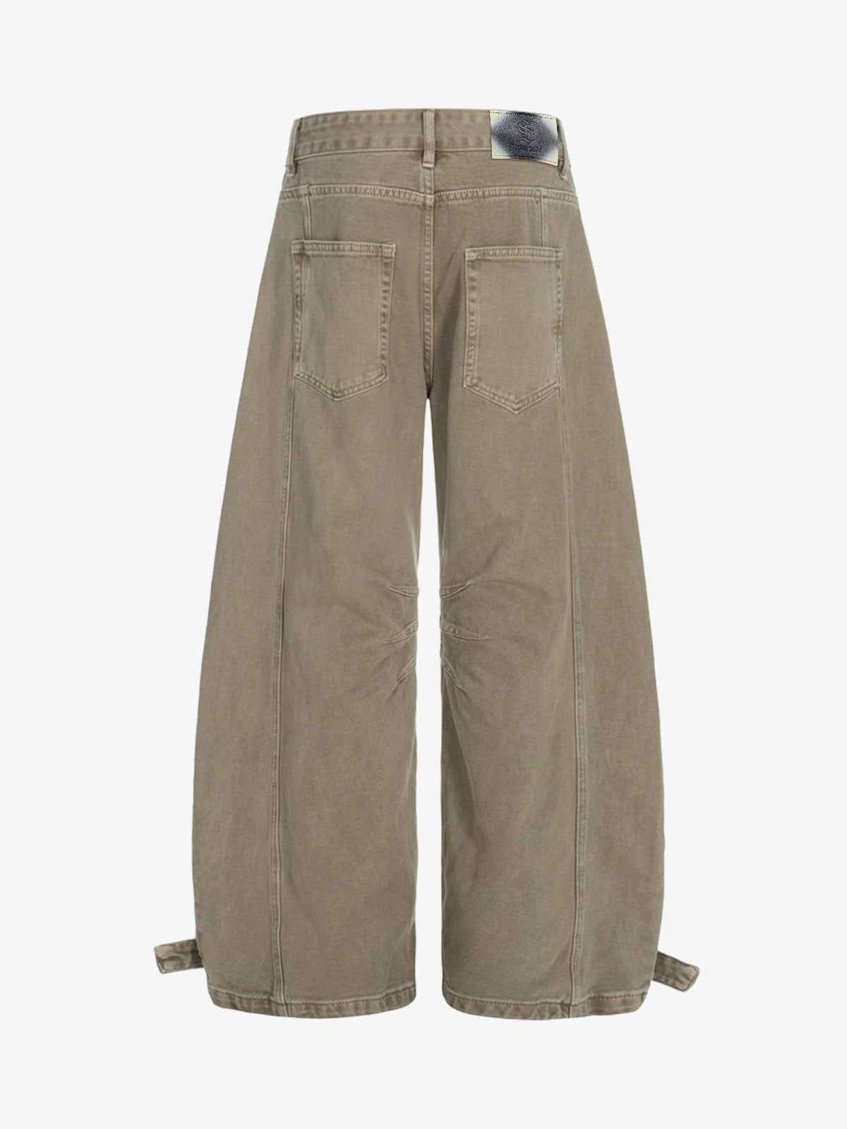 Curved Barrel Leg Inner Pleat Utility Jeans