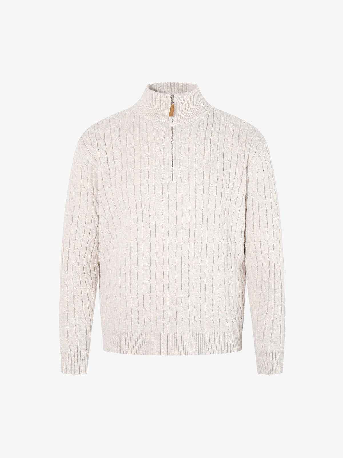Cable Knit Half Zip Mock Neck Sweater