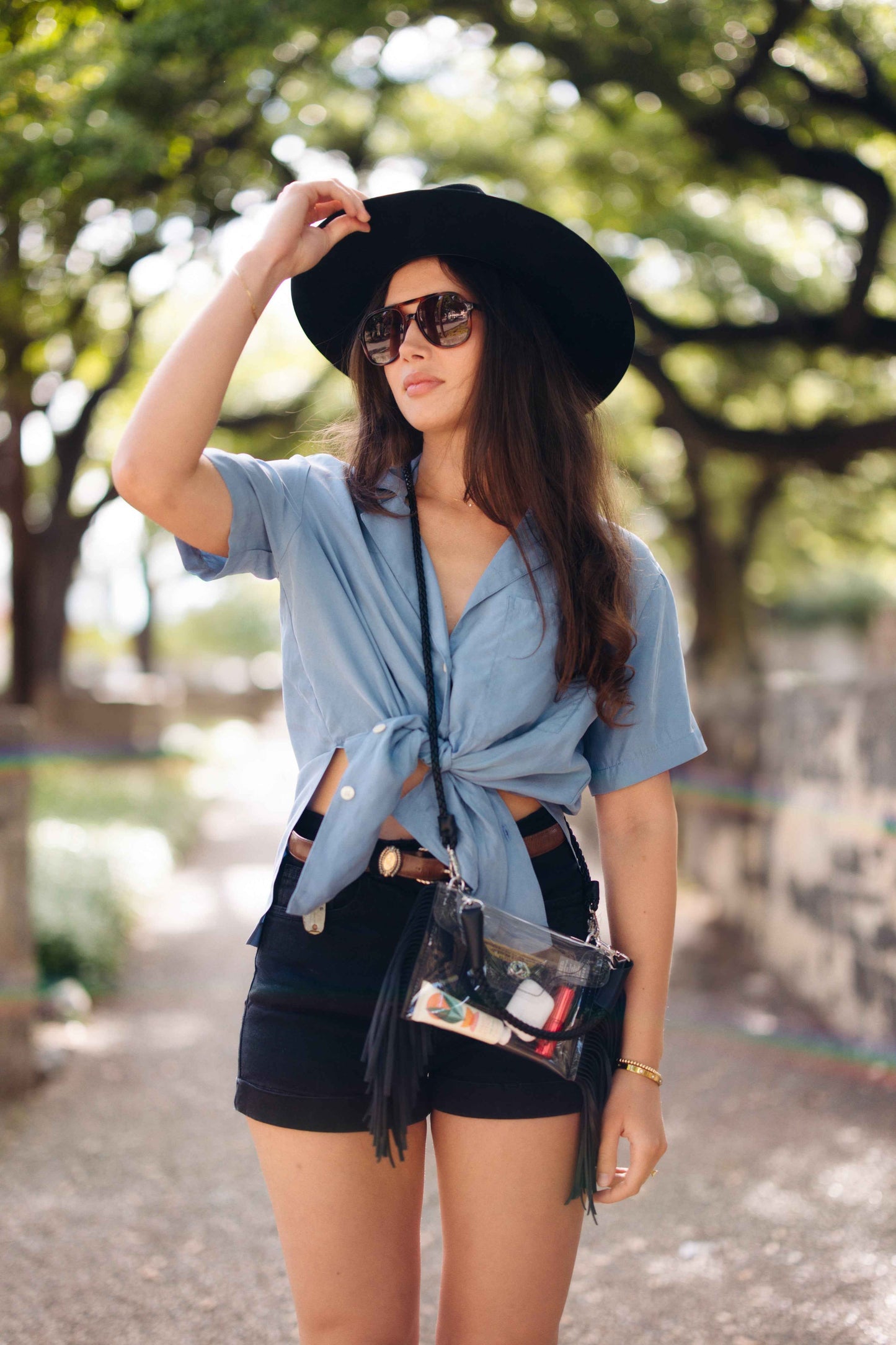 Clear Fringe Crossbody Handbag