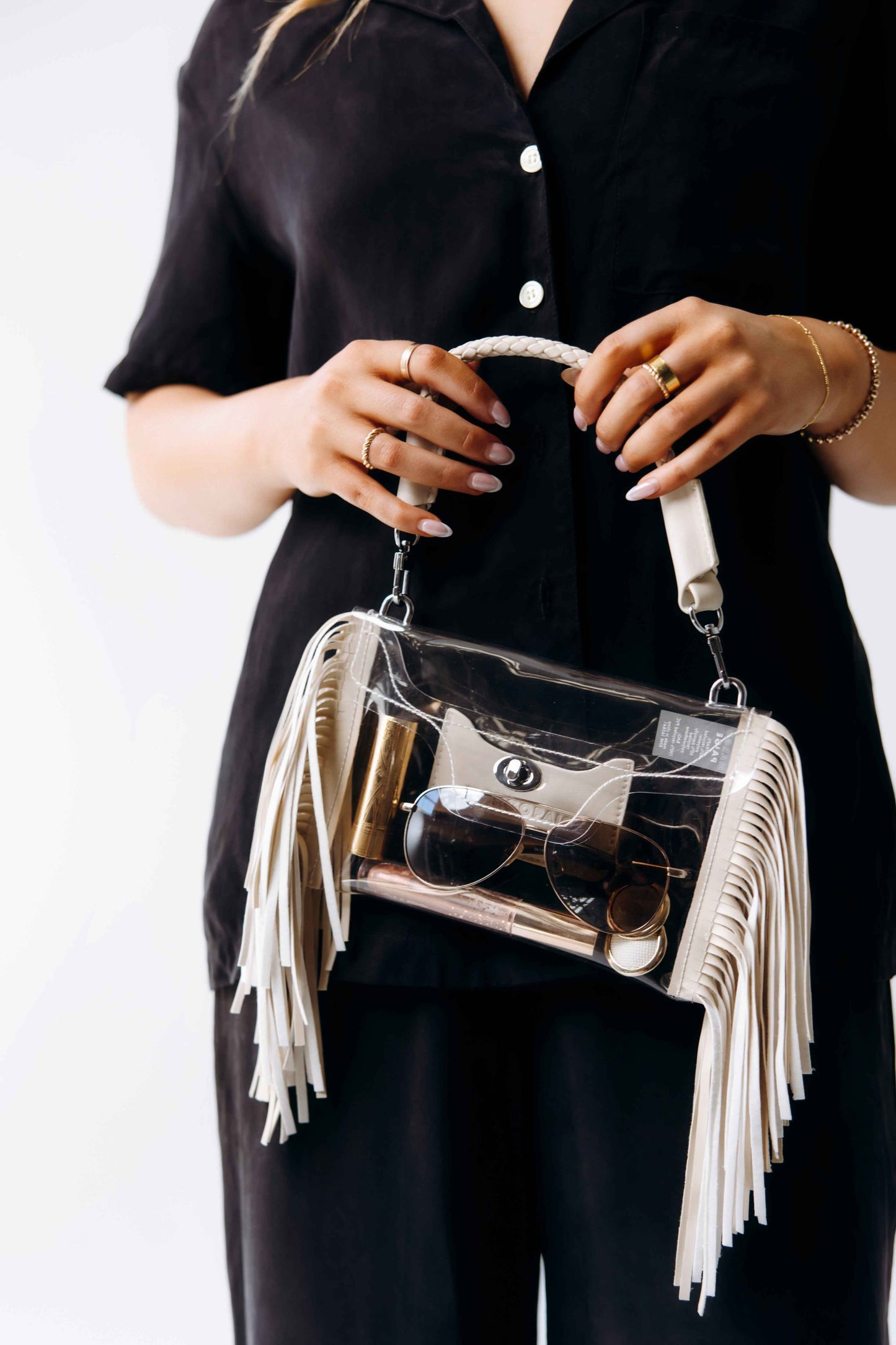 Clear Fringe Crossbody Handbag