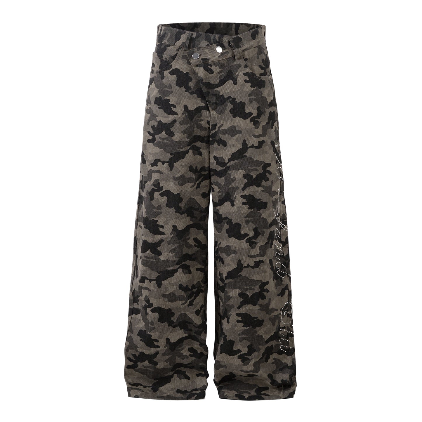 Y2K Vintage Wide Leg Pants | Camouflage Straight Denim Jeans - Luxuryurbanwear