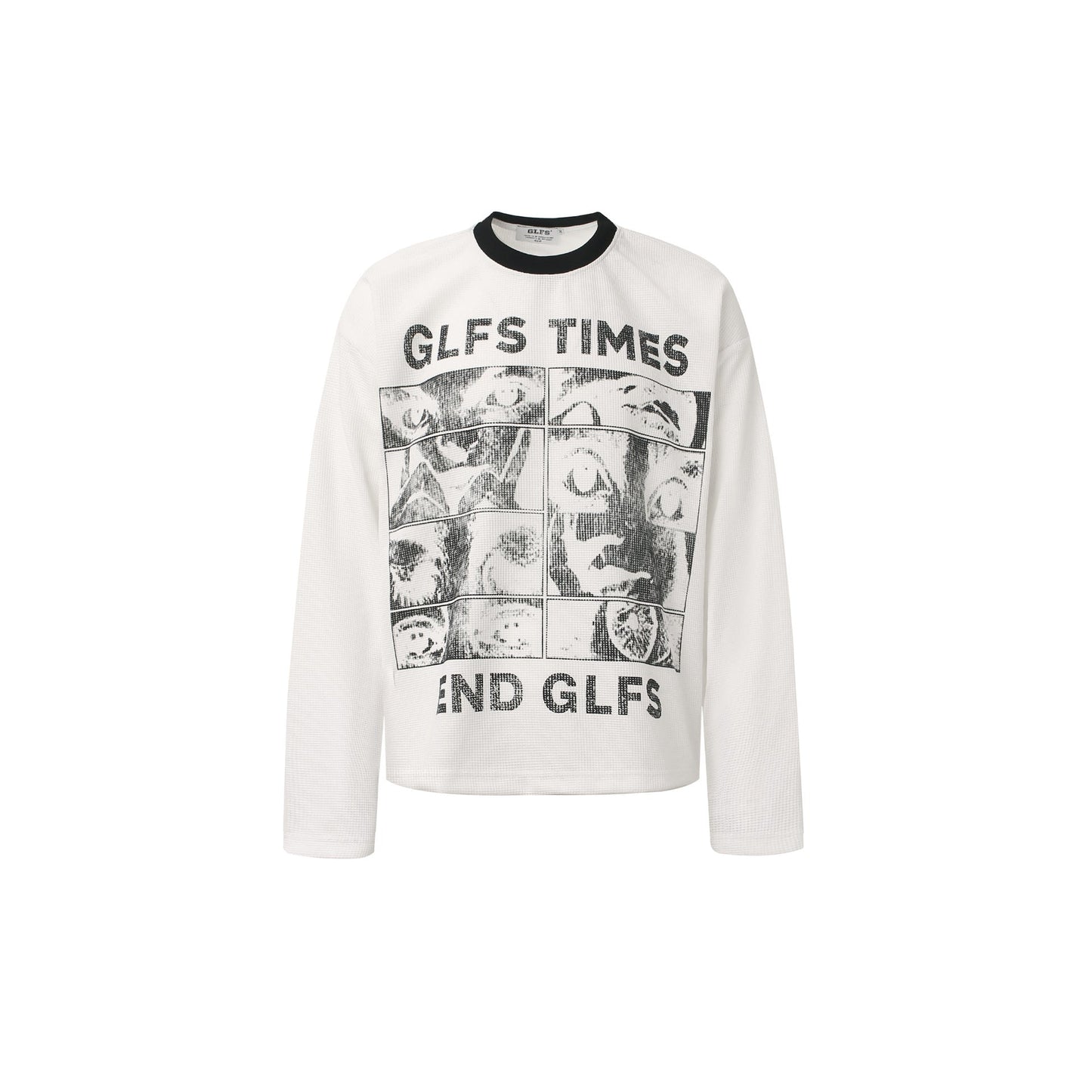 Letter Print Sweatshirt | Waffle Knit Long Sleeve Top - Luxuryurbanwear