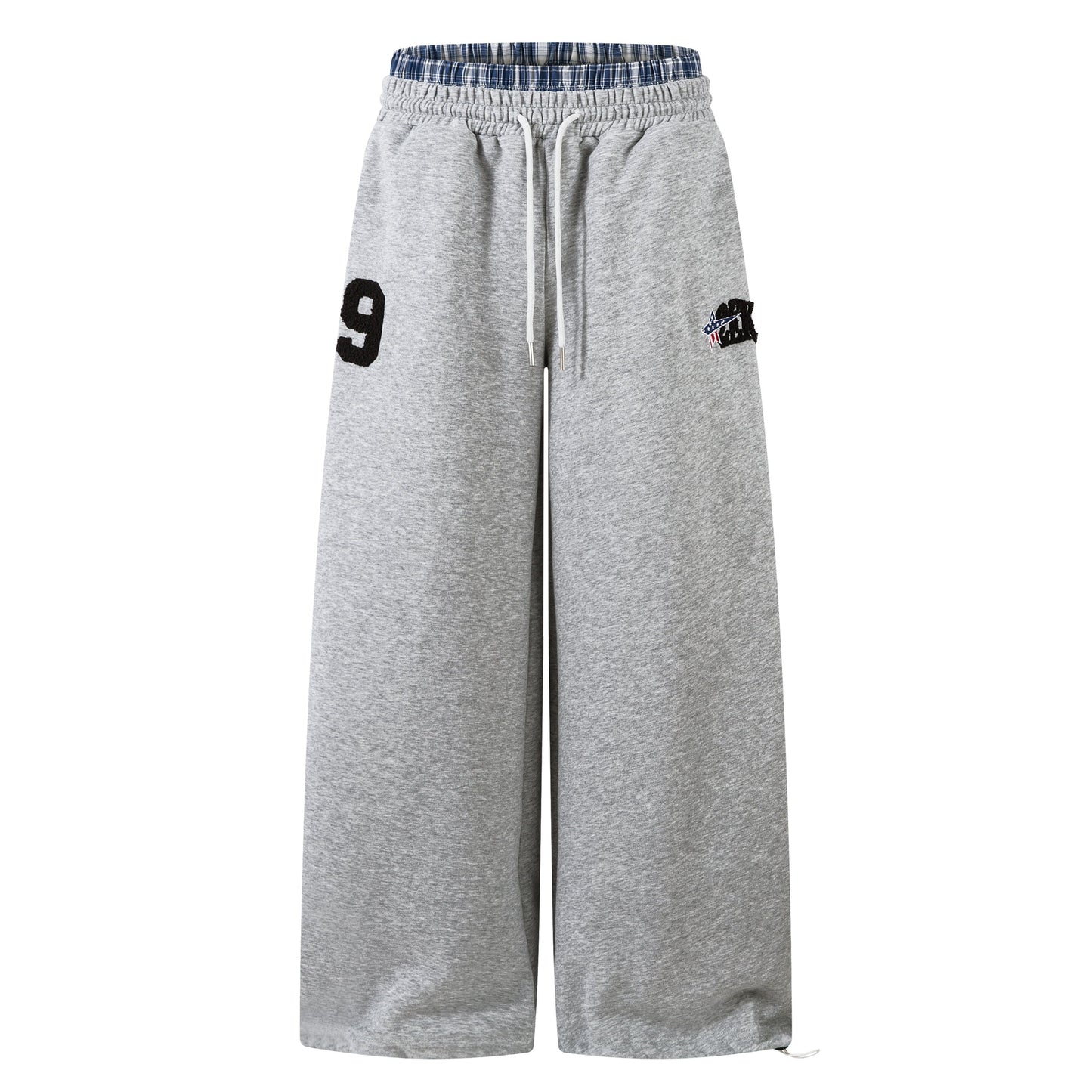 Patchwork Wide Leg Sweatpants | Grey Black Streetwear Trousers - Luxuryurbanwear