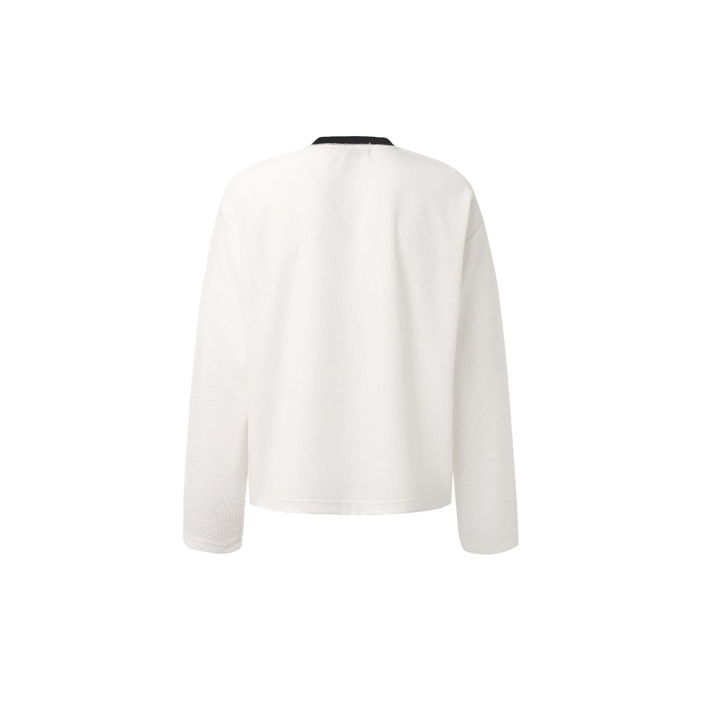 Letter Print Sweatshirt | Waffle Knit Long Sleeve Top - Luxuryurbanwear