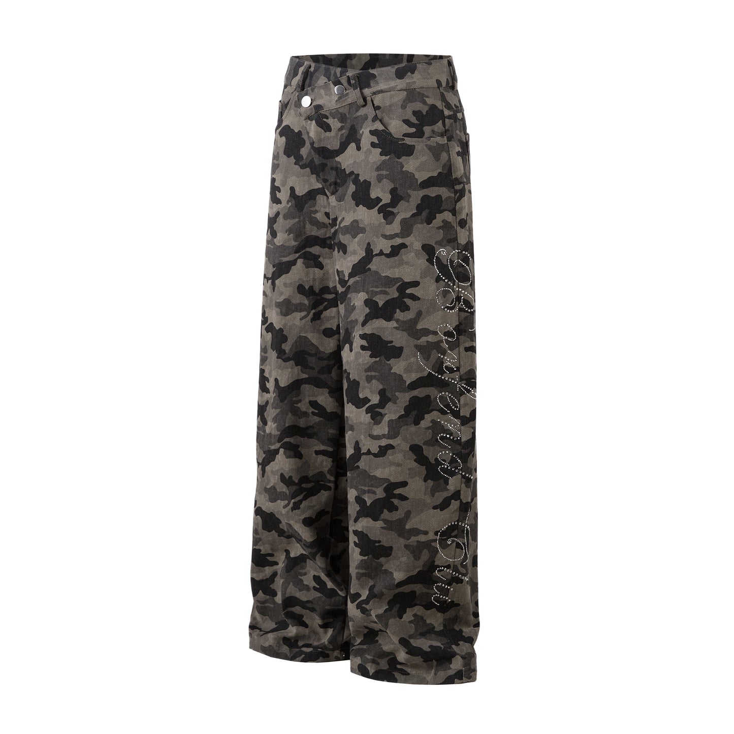 Y2K Vintage Wide Leg Pants | Camouflage Straight Denim Jeans - Luxuryurbanwear
