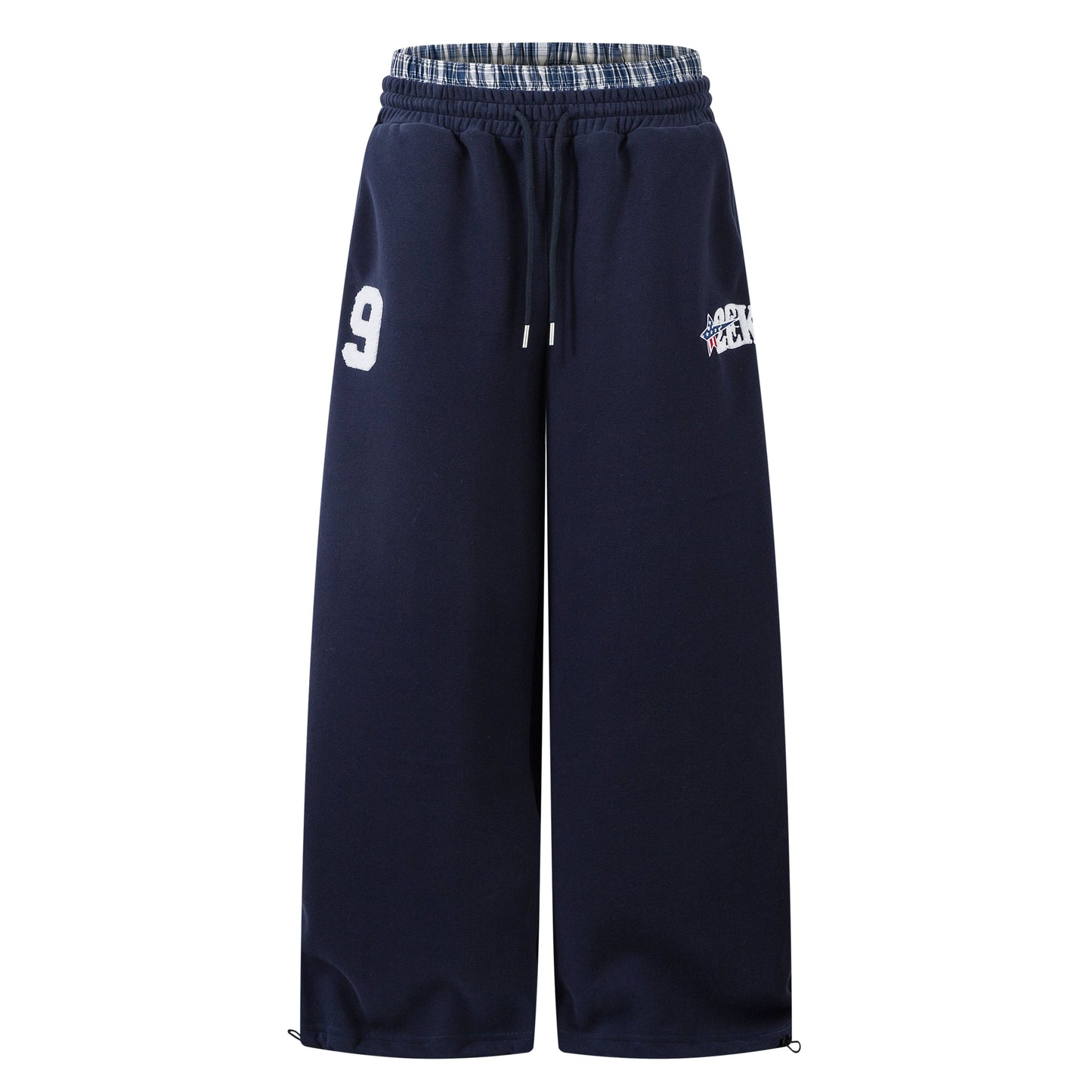 Patchwork Wide Leg Sweatpants | Grey Black Streetwear Trousers - Luxuryurbanwear