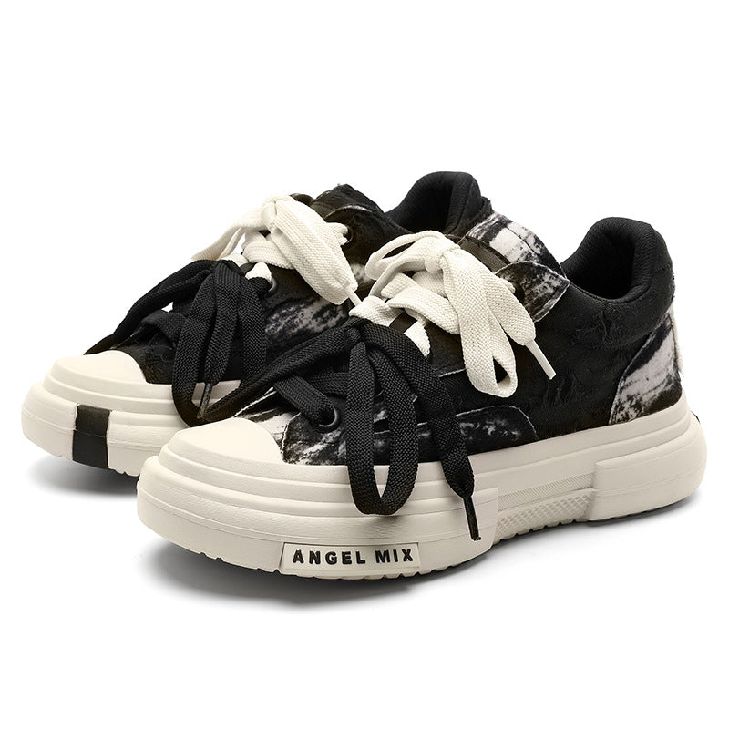 Duo Lace | Platform Canvas Sneakers - Luxuryurbanwear