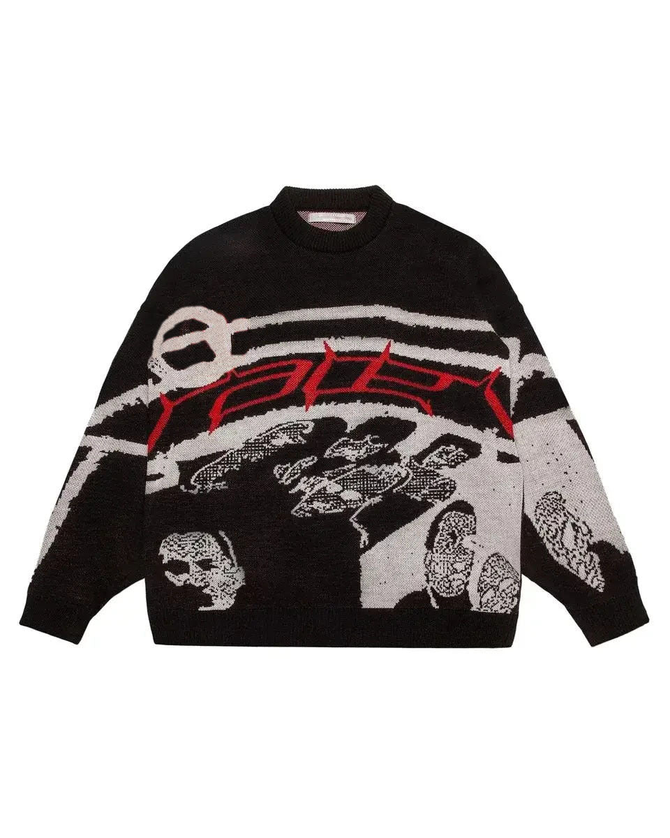 Cyber Rebellion | Graphic Knit Sweater - Luxuryurbanwear