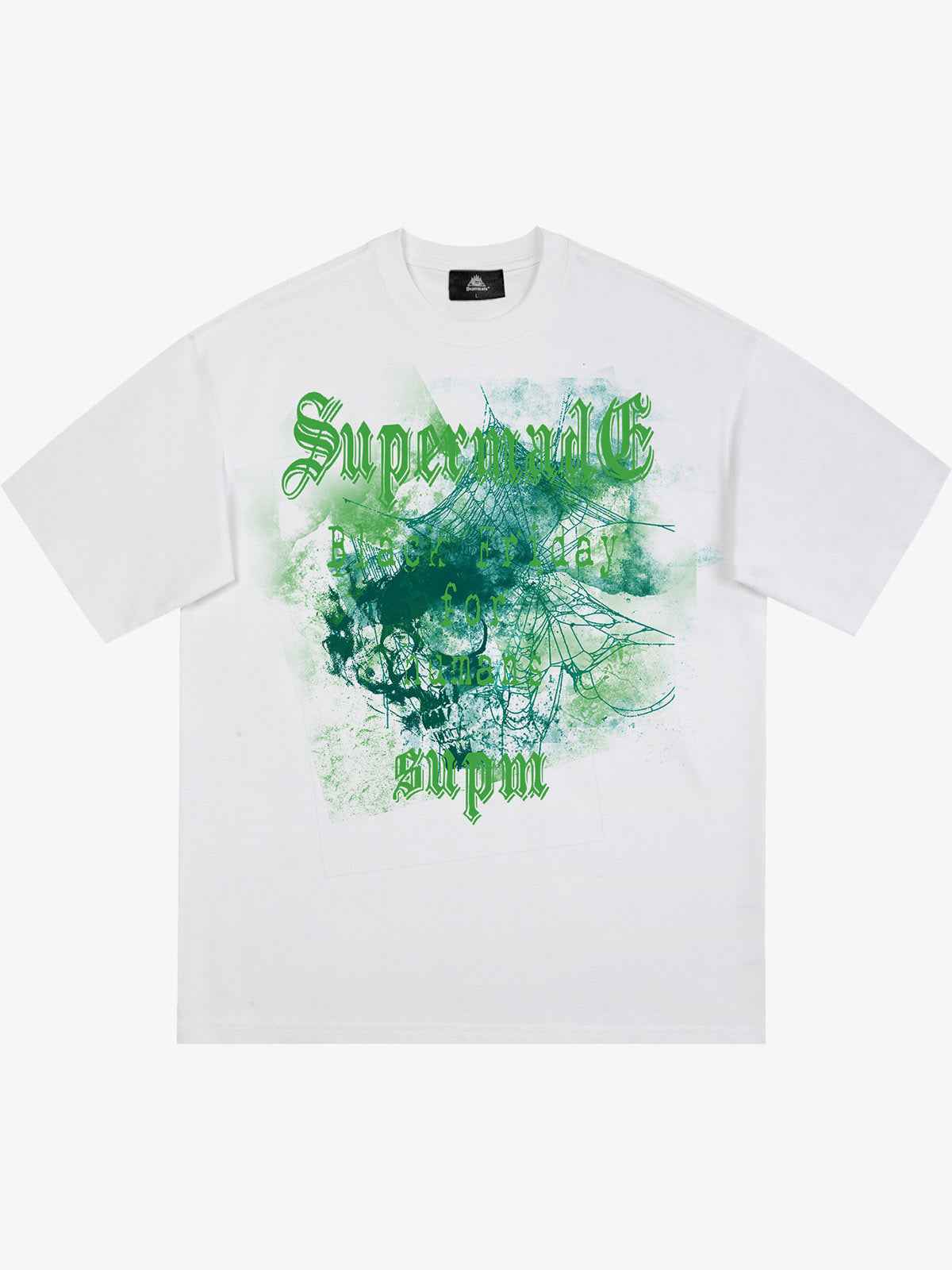 Gothic Skull Spiderweb Graphic T-Shirt