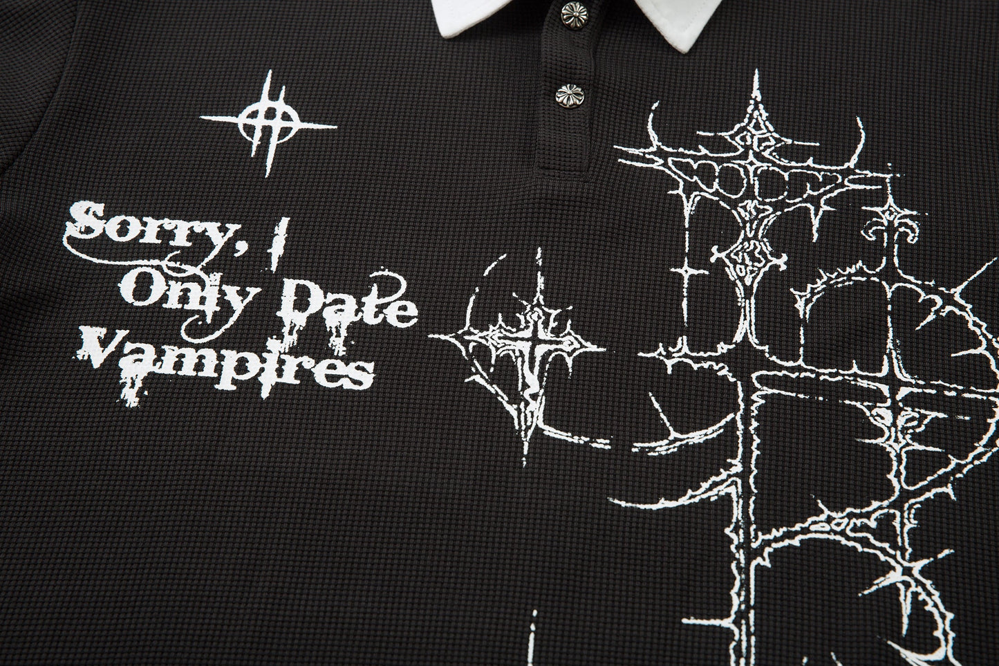 Gothic Vampire | Waffle Long Sleeve T-Shirt - Luxuryurbanwear