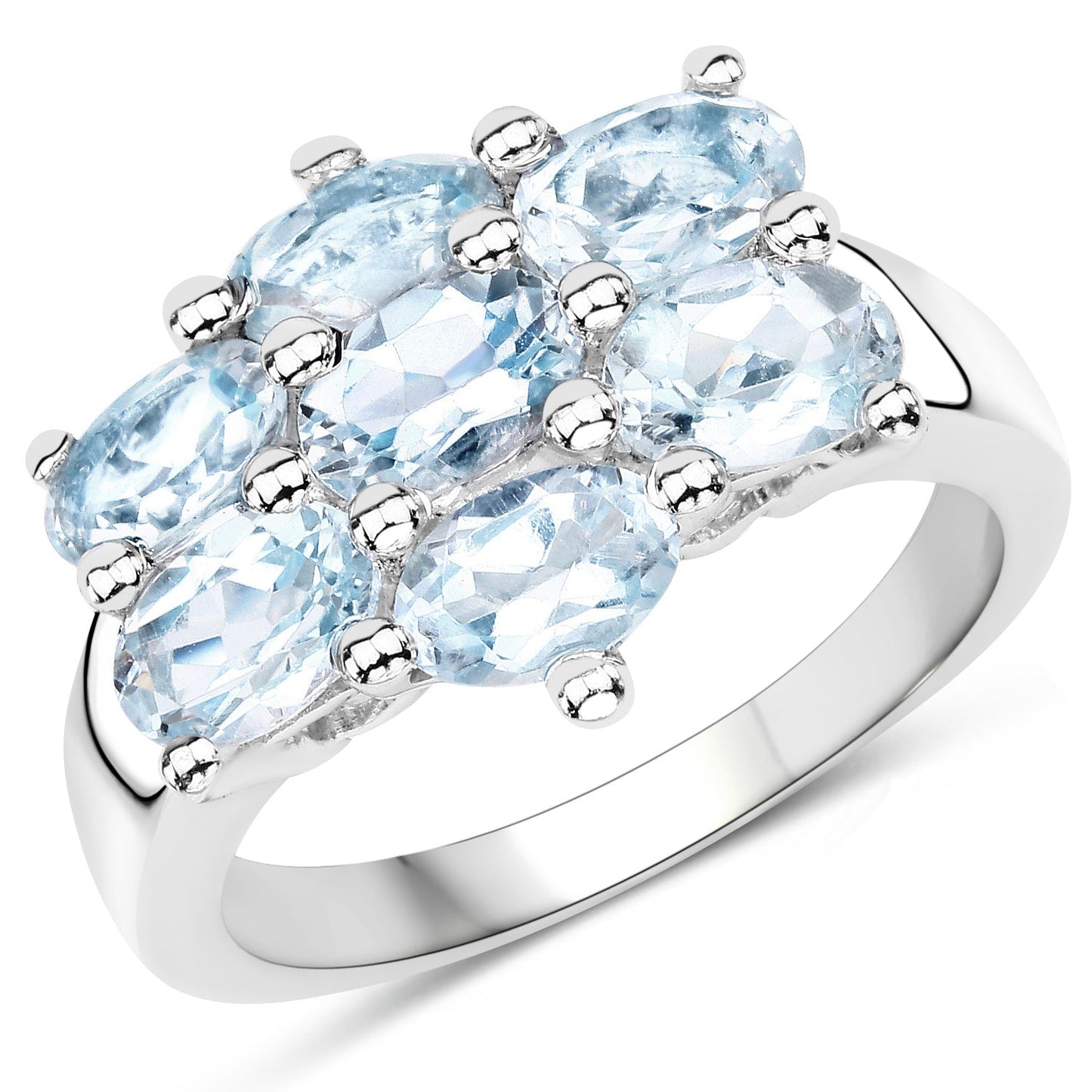3.57 Carat Genuine Blue Topaz .925 Sterling Silver Ring