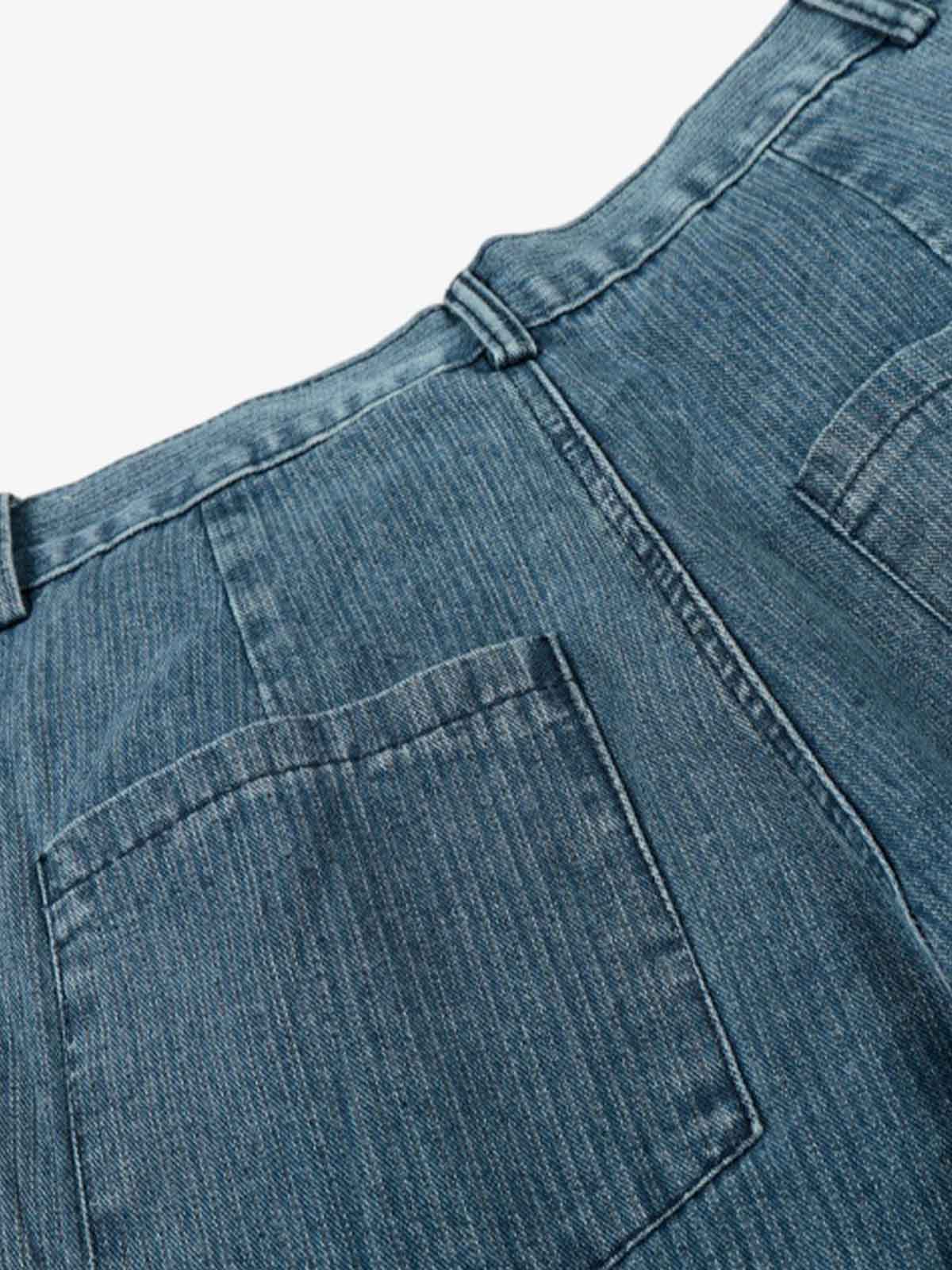 High Waist Pleated Wide Leg Jeans - Luxuryurbanwear