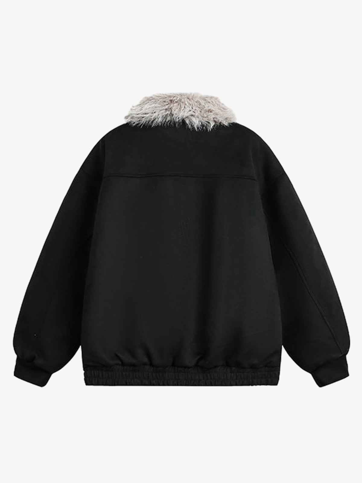 Vintage Faux Fur Trimmed Suede Padded Bomber Jacket