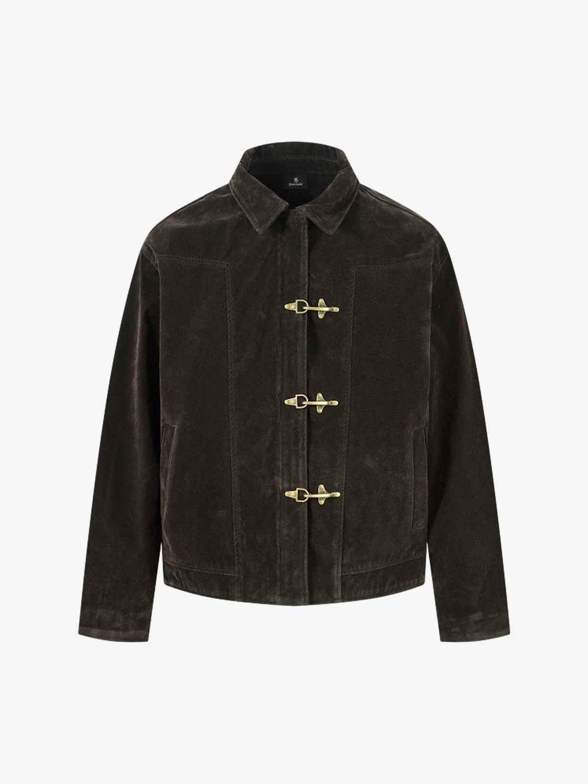 Retro Unique Metal Button Suede Lapel Bomber Jacket - 2538