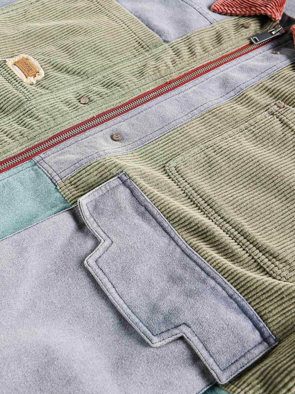 High Street Multi-Pocket Color-Block Patchwork Work Jacket - Luxuryurbanwear