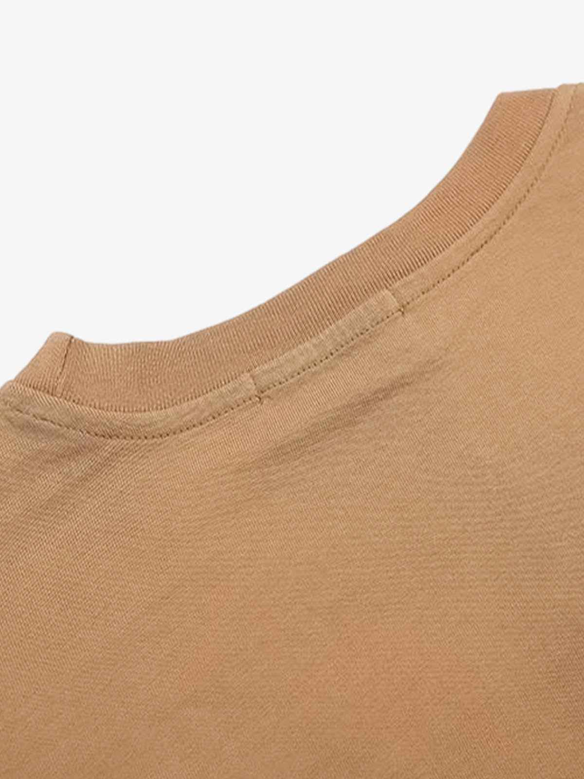Letter Printed Washed Distressed Gradient Long Sleeve T-Shirt