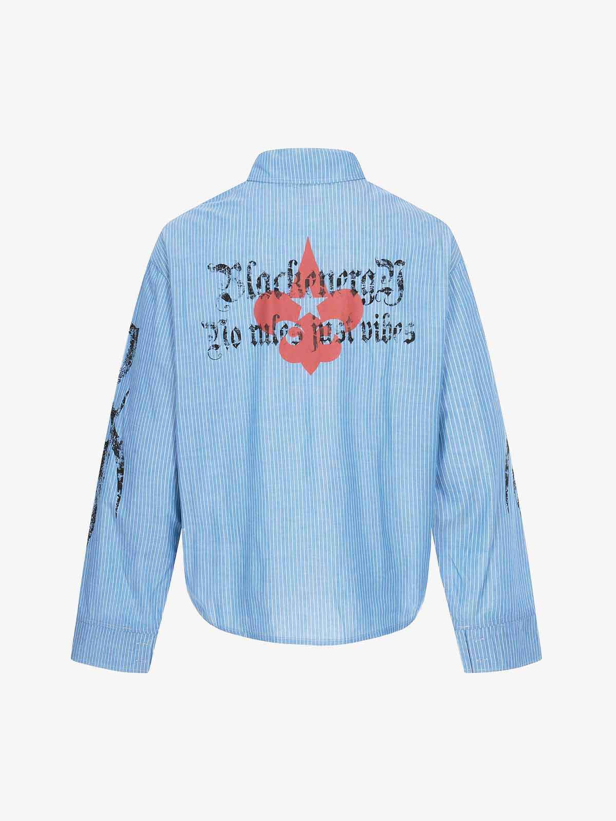 Gothic Embroidered Pinstripe Button-Up Shirt