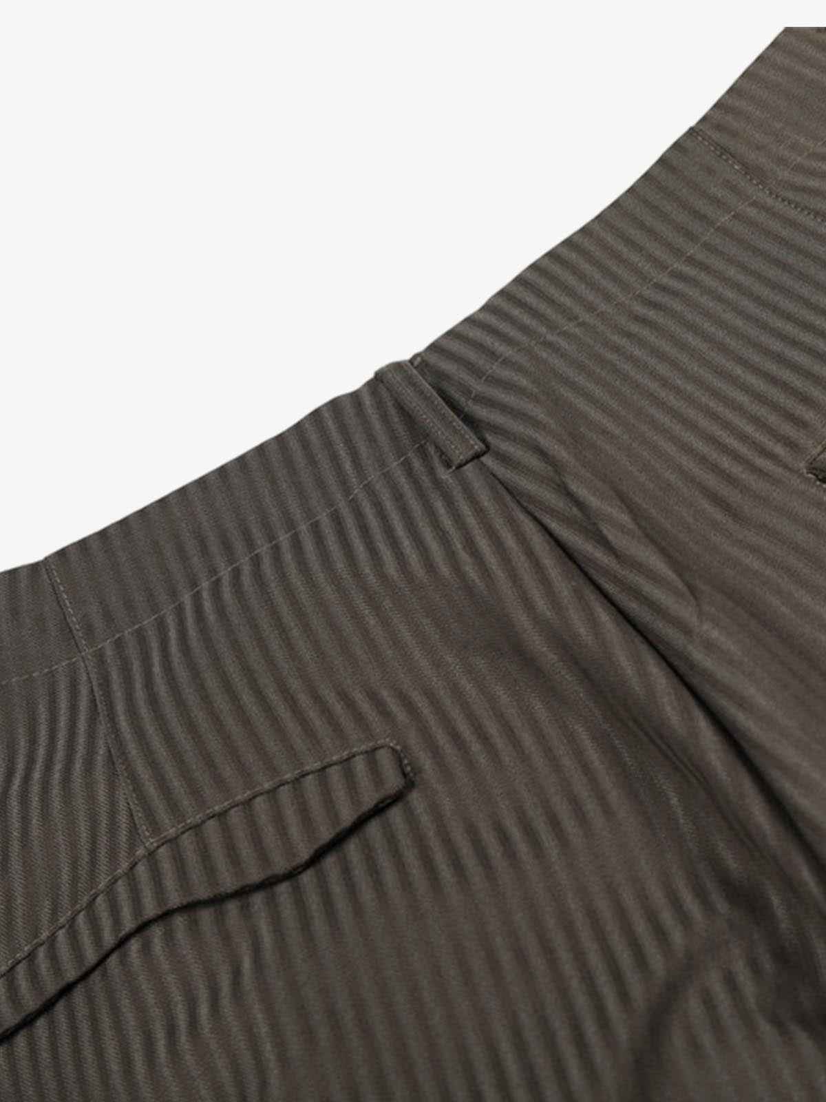 Pinstripe Pleated Wide Leg Trousers with Side Strap Detail