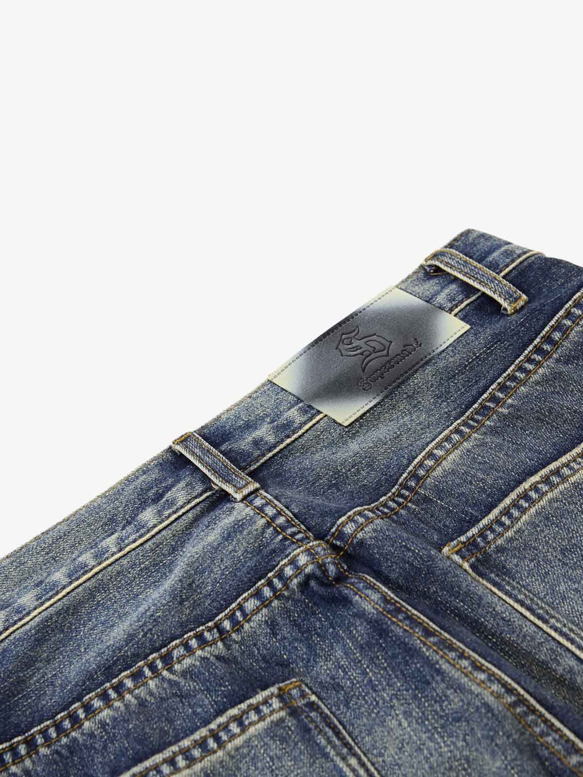 Washed Paint-Splatter Pleated Barrel Jeans