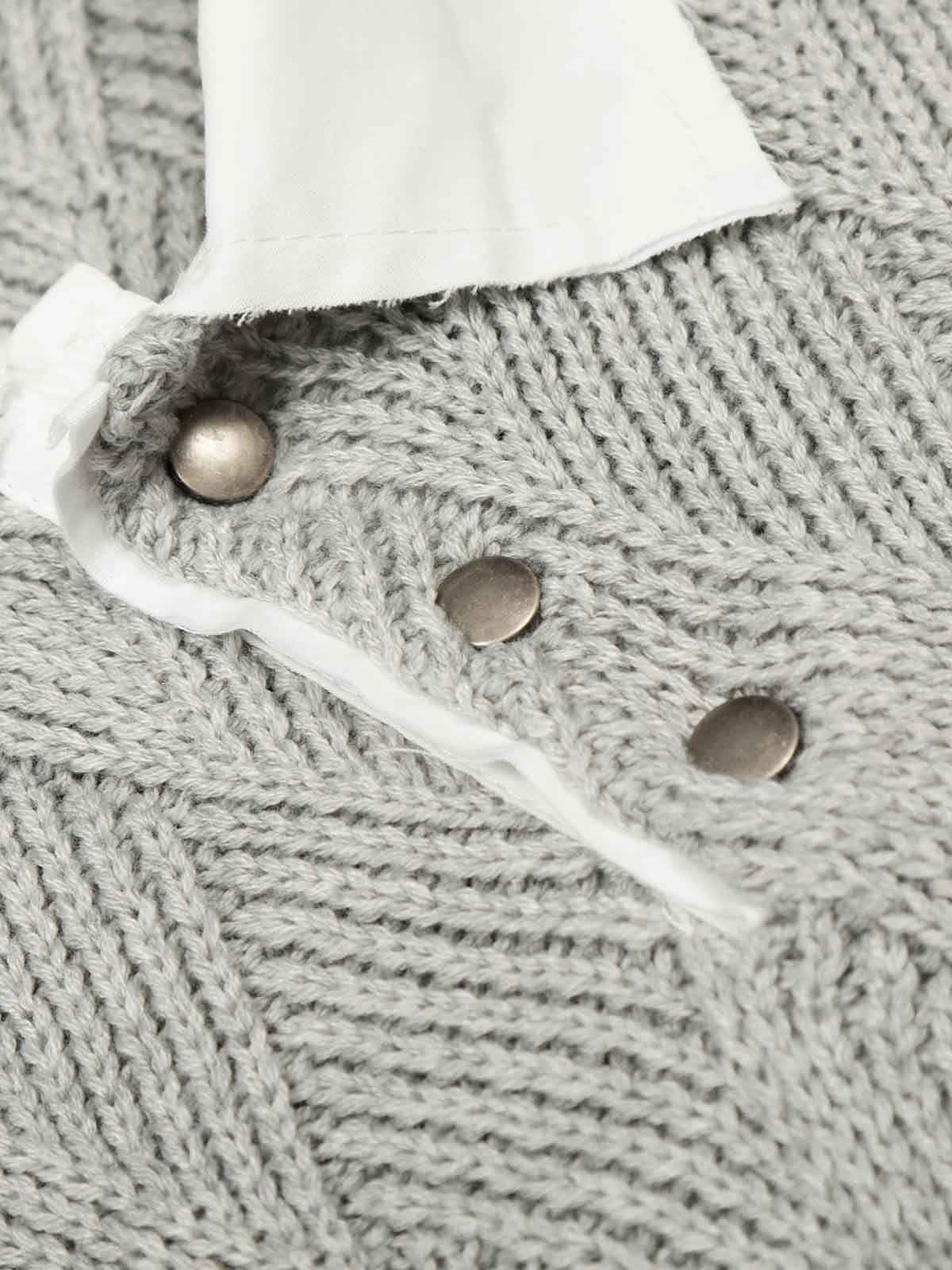 Retro Contrast Collar Embroidery Knit Sweater