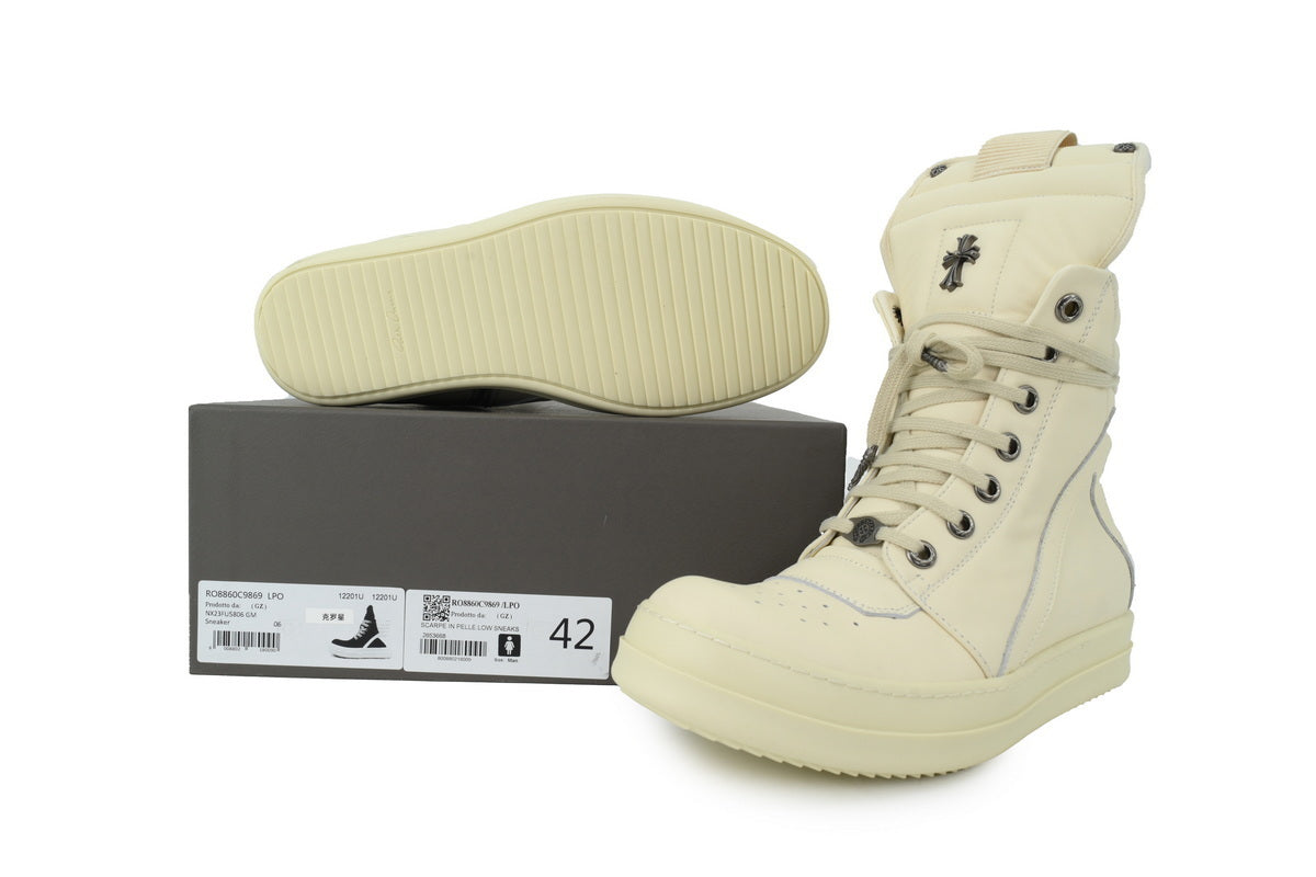 Rick Owens Croix Pure White Boots