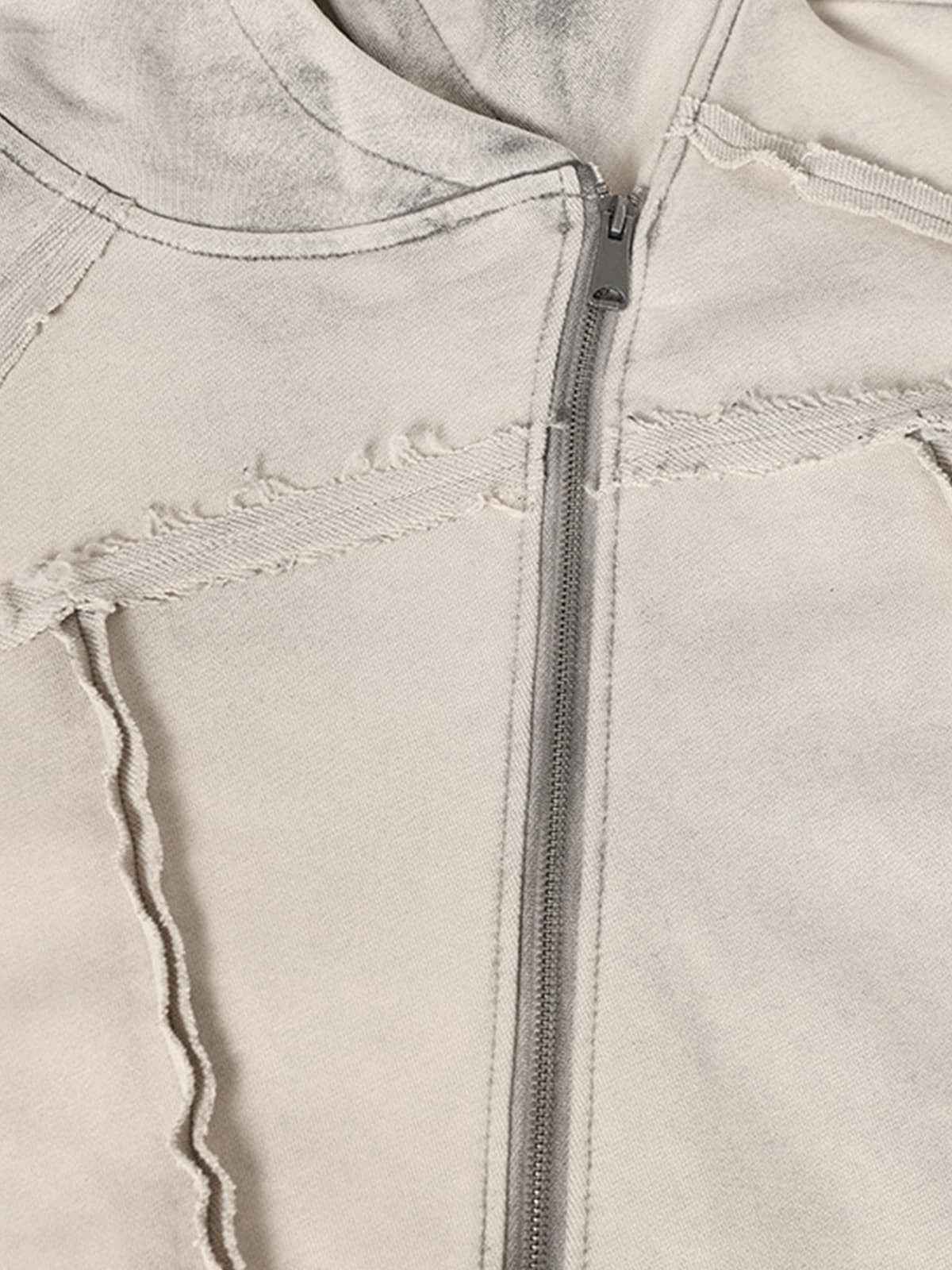 Retro Asymmetric Zip Up Deconstructed Hoodie