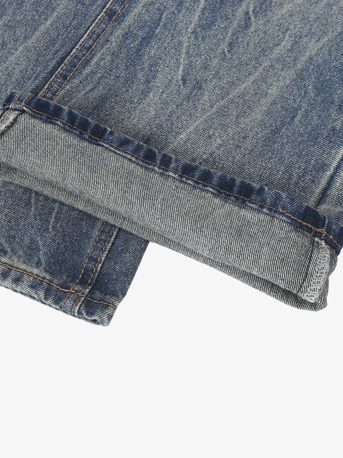 Retro Washed Faded Flared Jeans - Luxuryurbanwear