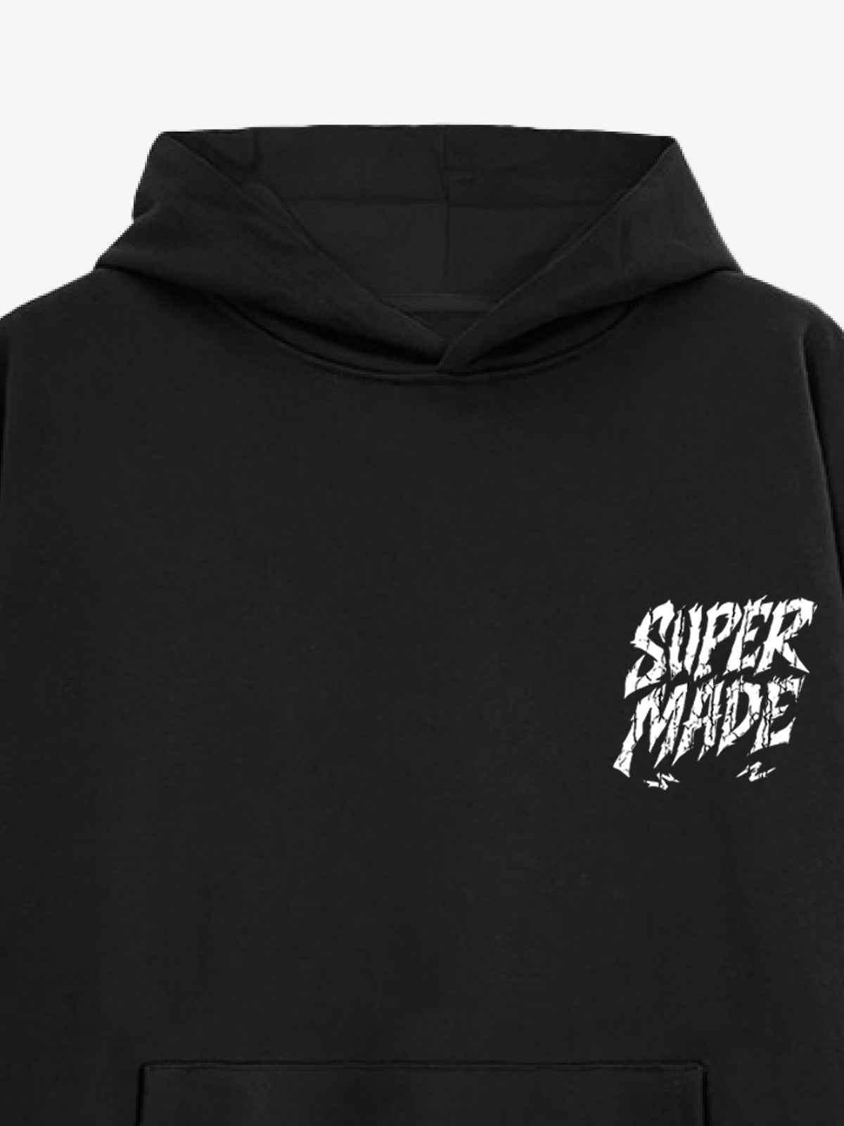 Distressed Graphic Bold Angel Wings Design Hoodie