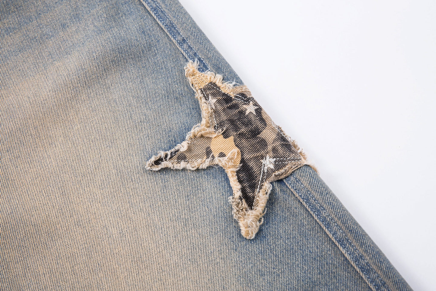 Camo Star Cuffed Denim | Baggy Streetwear Jeans - Luxuryurbanwear