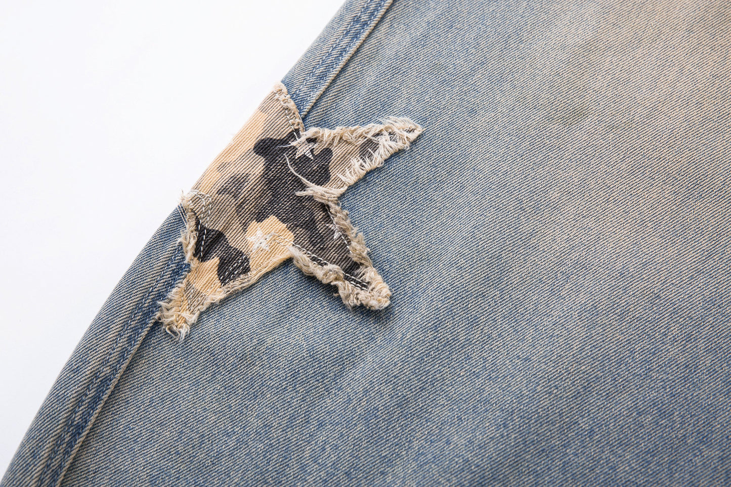 Camo Star Cuffed Denim | Baggy Streetwear Jeans - Luxuryurbanwear