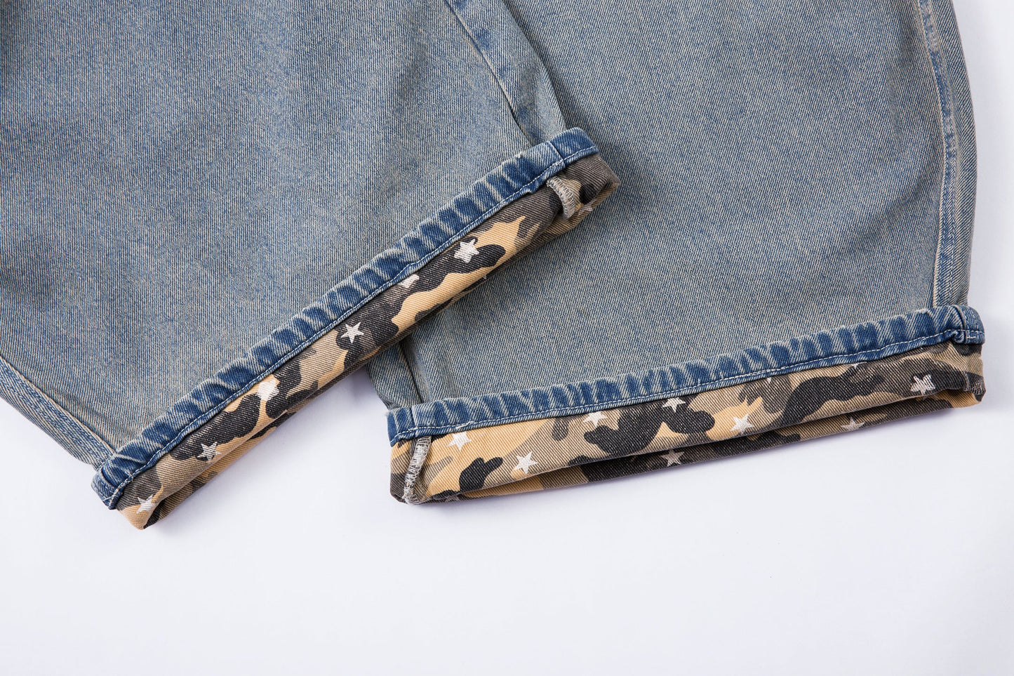 Camo Star Cuffed Denim | Baggy Streetwear Jeans - Luxuryurbanwear