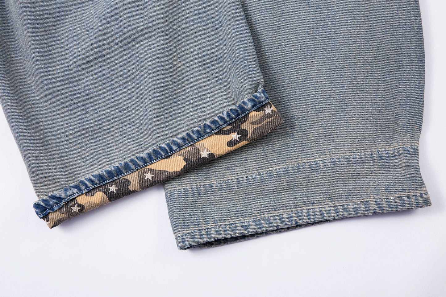 Camo Star Cuffed Denim | Baggy Streetwear Jeans - Luxuryurbanwear