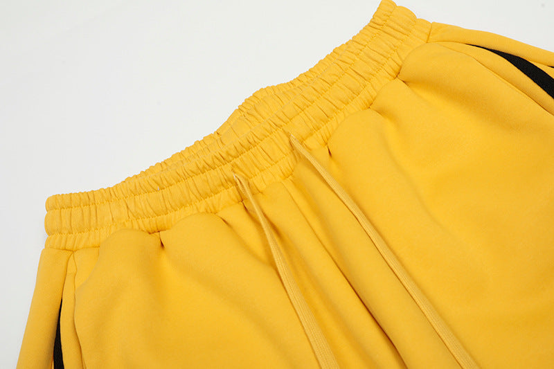 Vintage Side Stripe Pants | Wide Leg Fleece Streetwear Trousers - Luxuryurbanwear