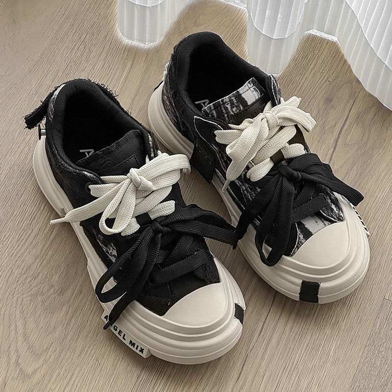 Duo Lace | Platform Canvas Sneakers - Luxuryurbanwear