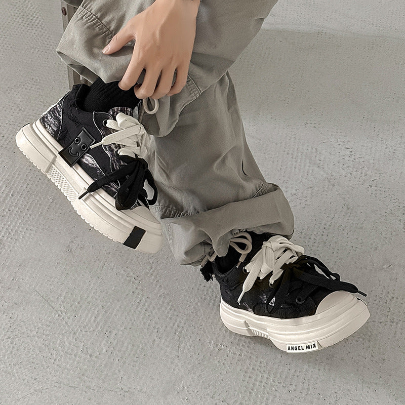 Duo Lace | Platform Canvas Sneakers - Luxuryurbanwear