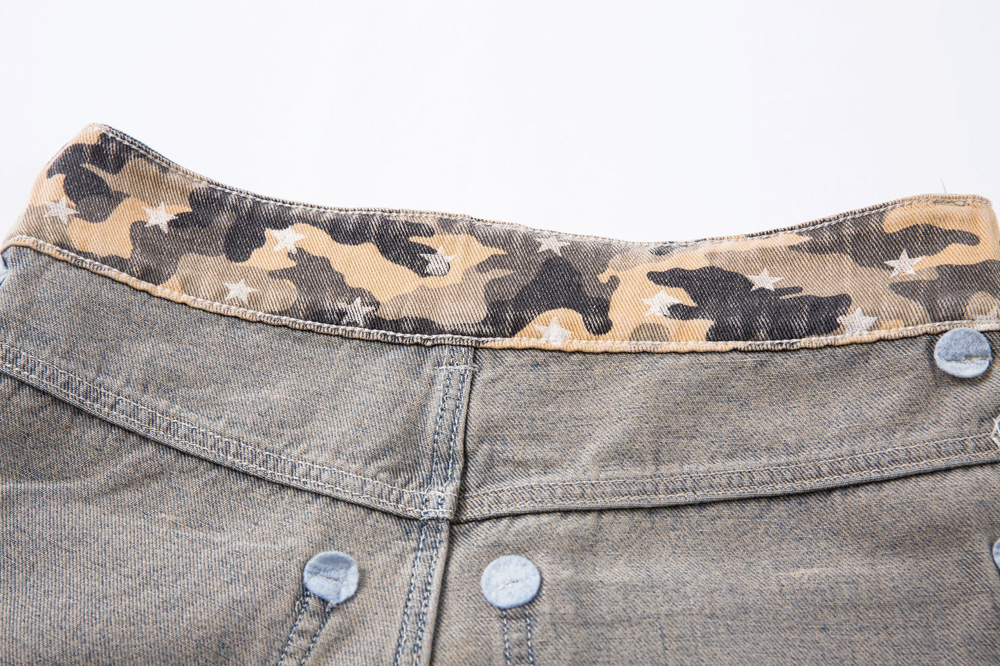 Camo Star Cuffed Denim | Baggy Streetwear Jeans - Luxuryurbanwear