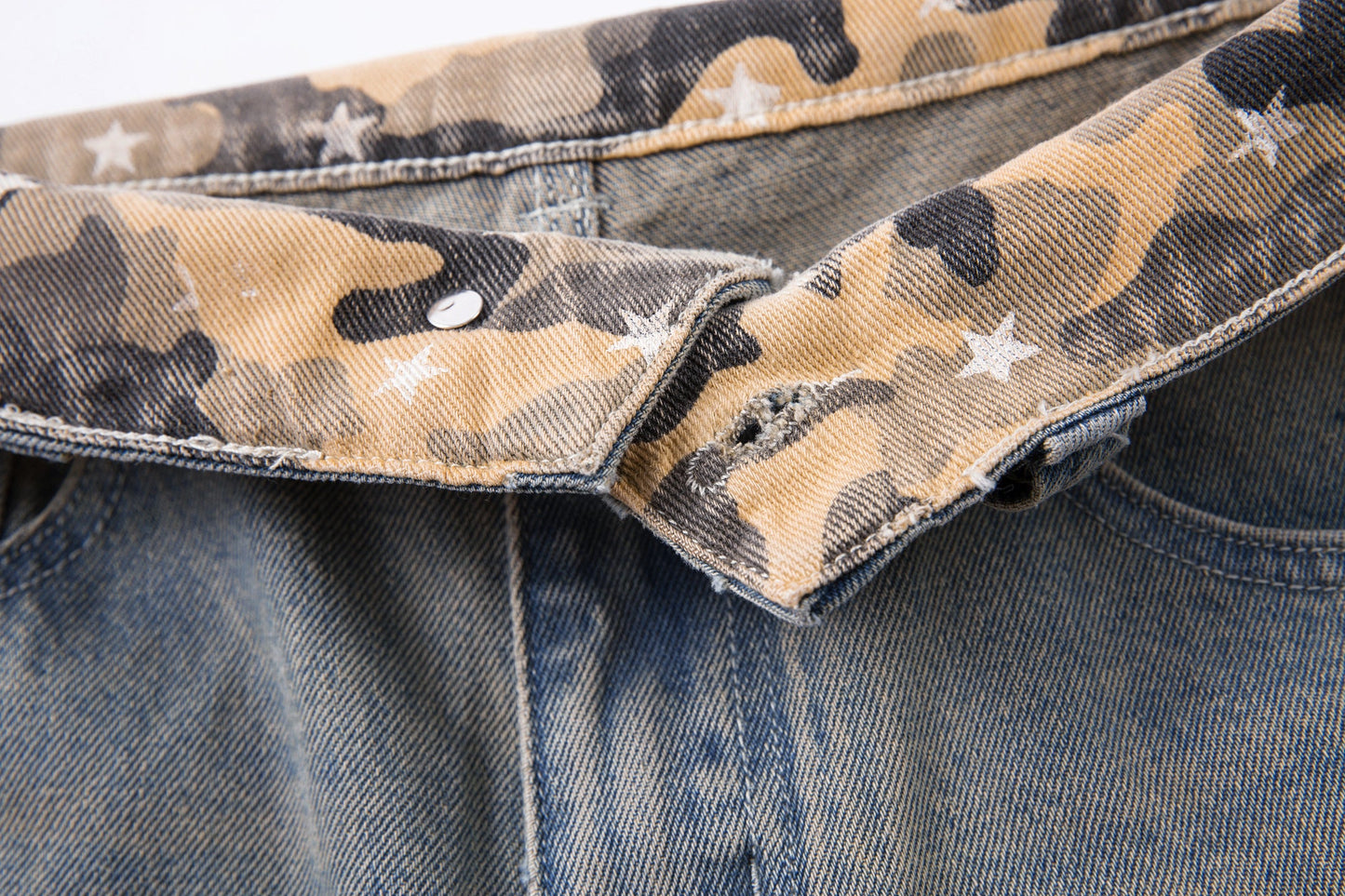 Camo Star Cuffed Denim | Baggy Streetwear Jeans - Luxuryurbanwear