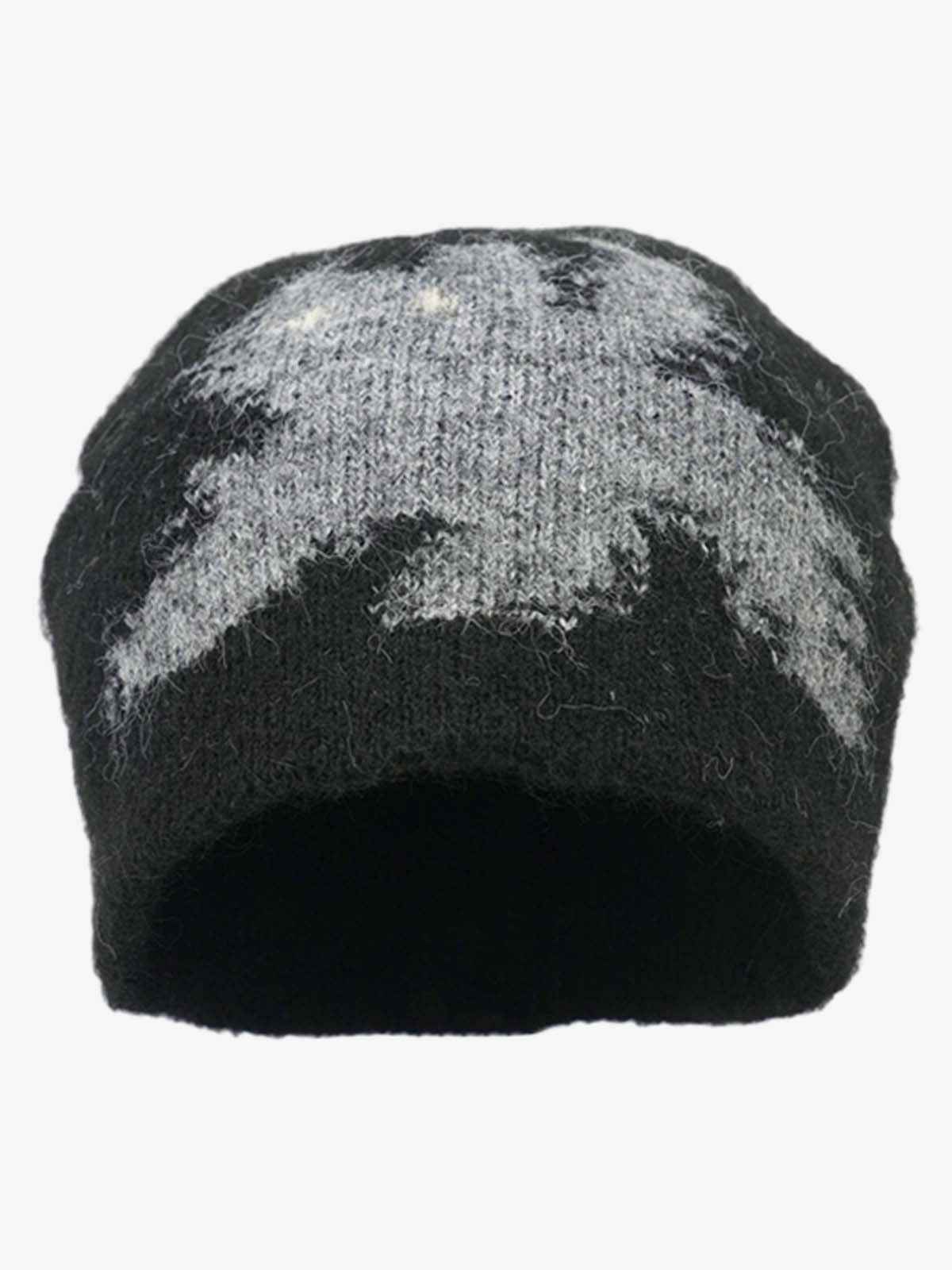 Vintage Fuzzy Cat Pattern Knit Beanie Hat